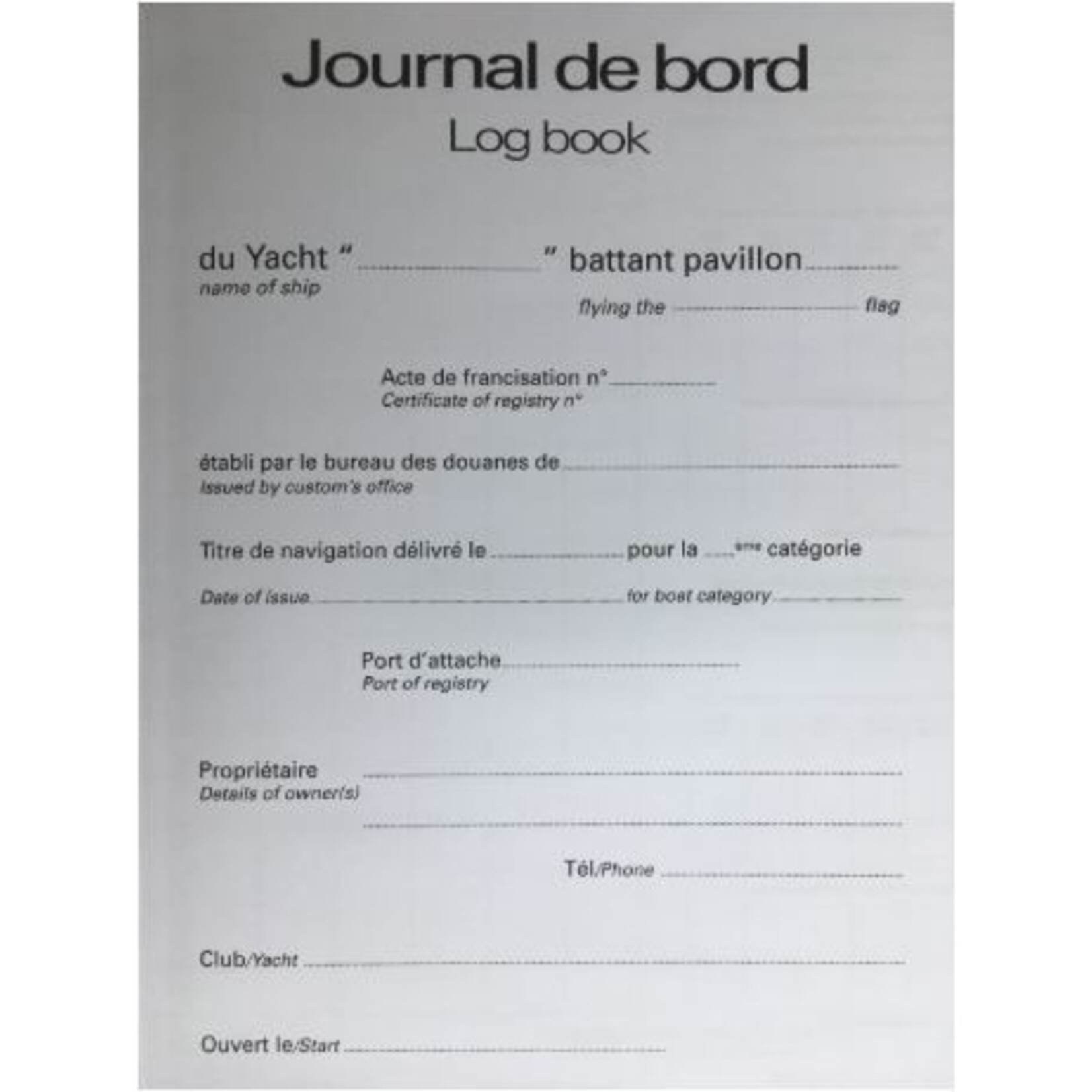 Plastimo Bilingual log book french / english