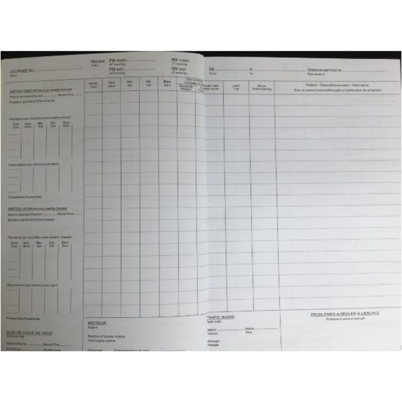 Plastimo Bilingual log book french / english