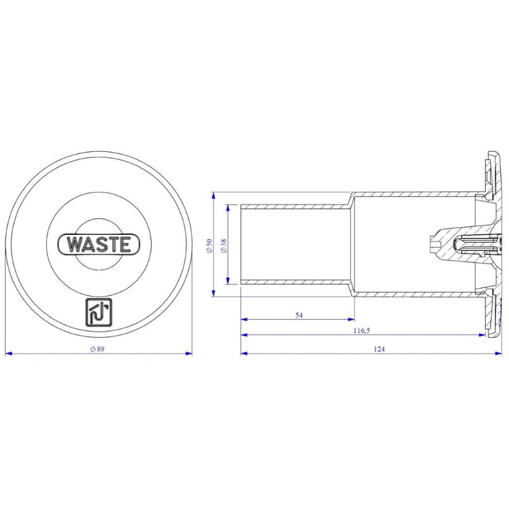 Plastimo Deck plate waste water iso 8099 d38