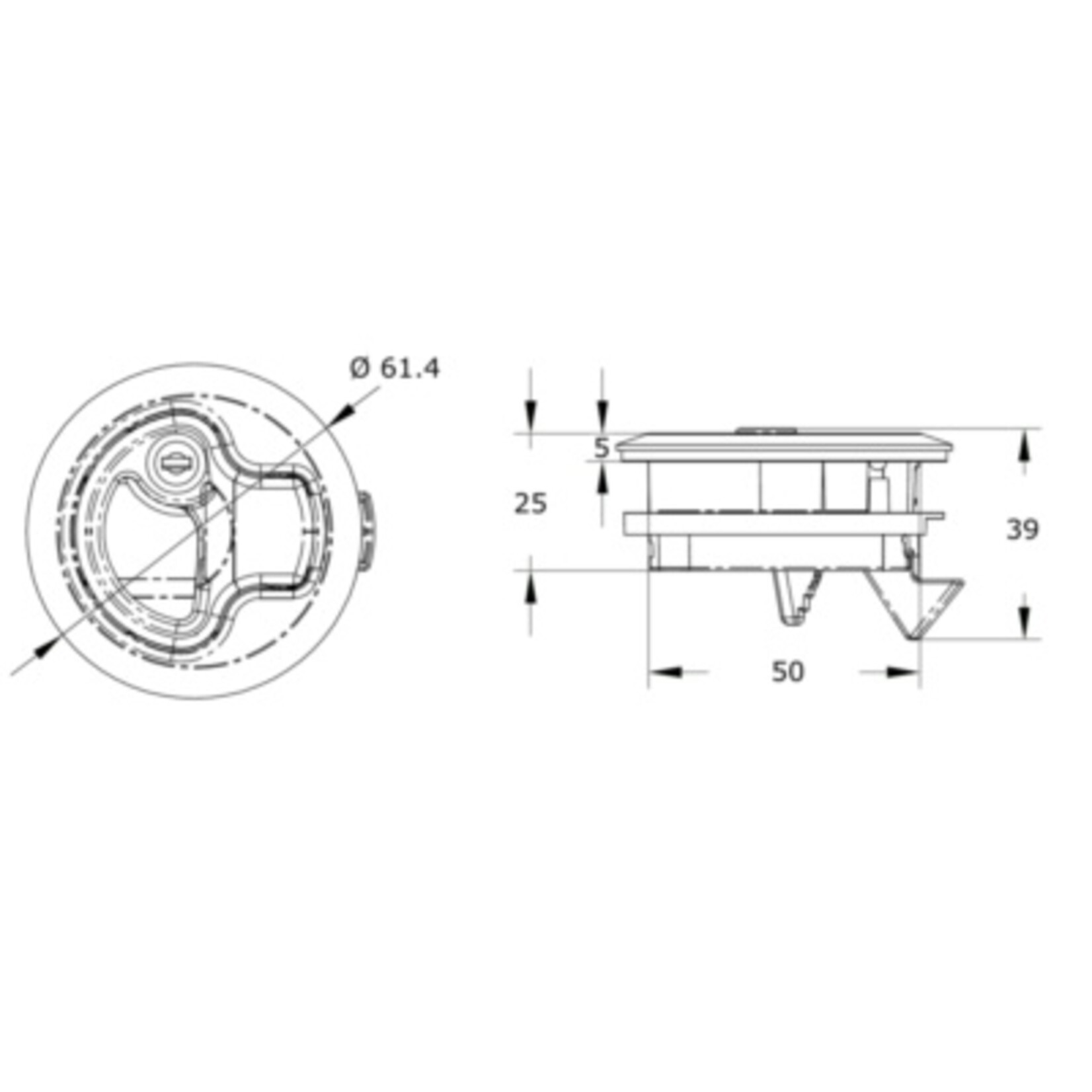 Plastimo Flush latch white nylon