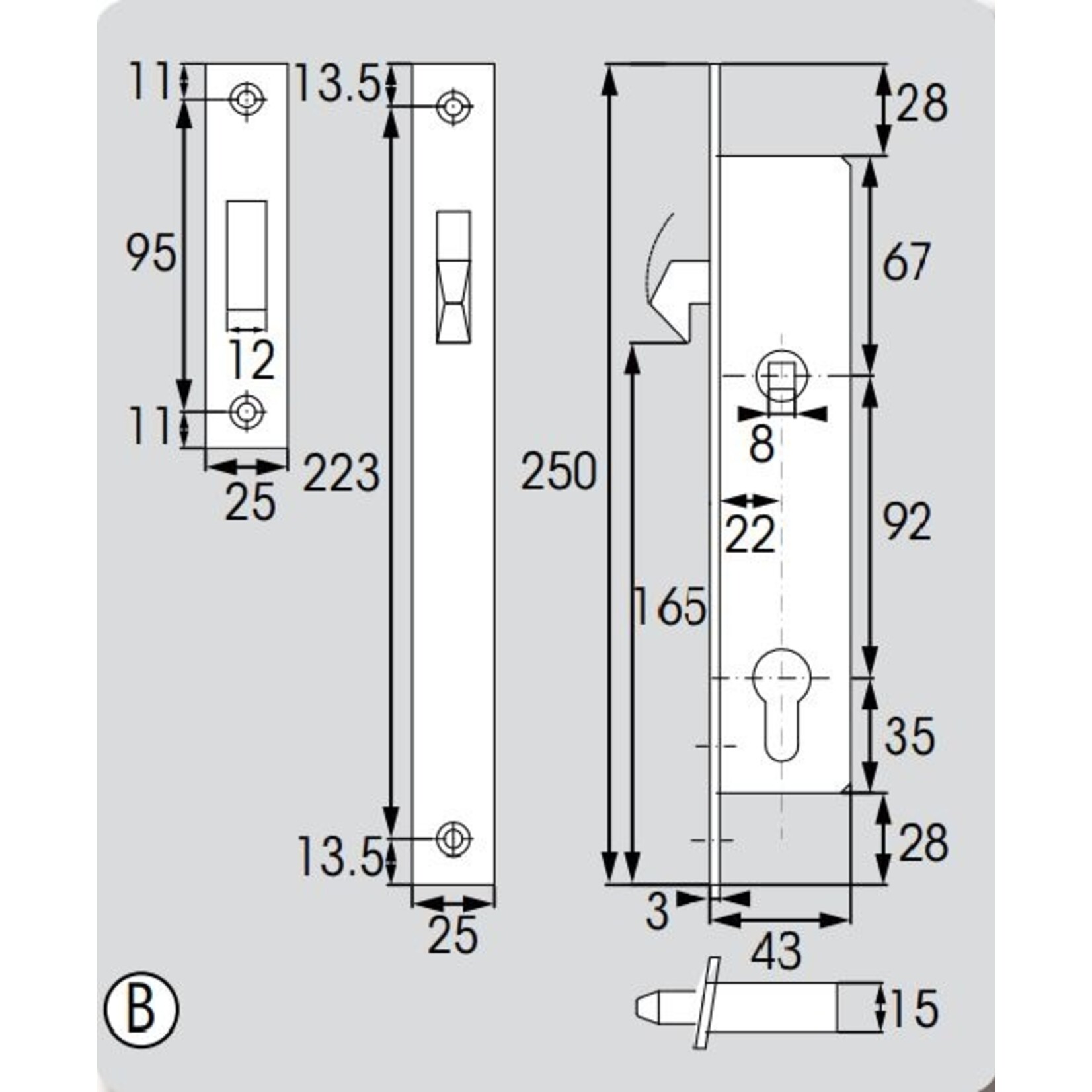 Plastimo Lockset for sliding door thick.20mm