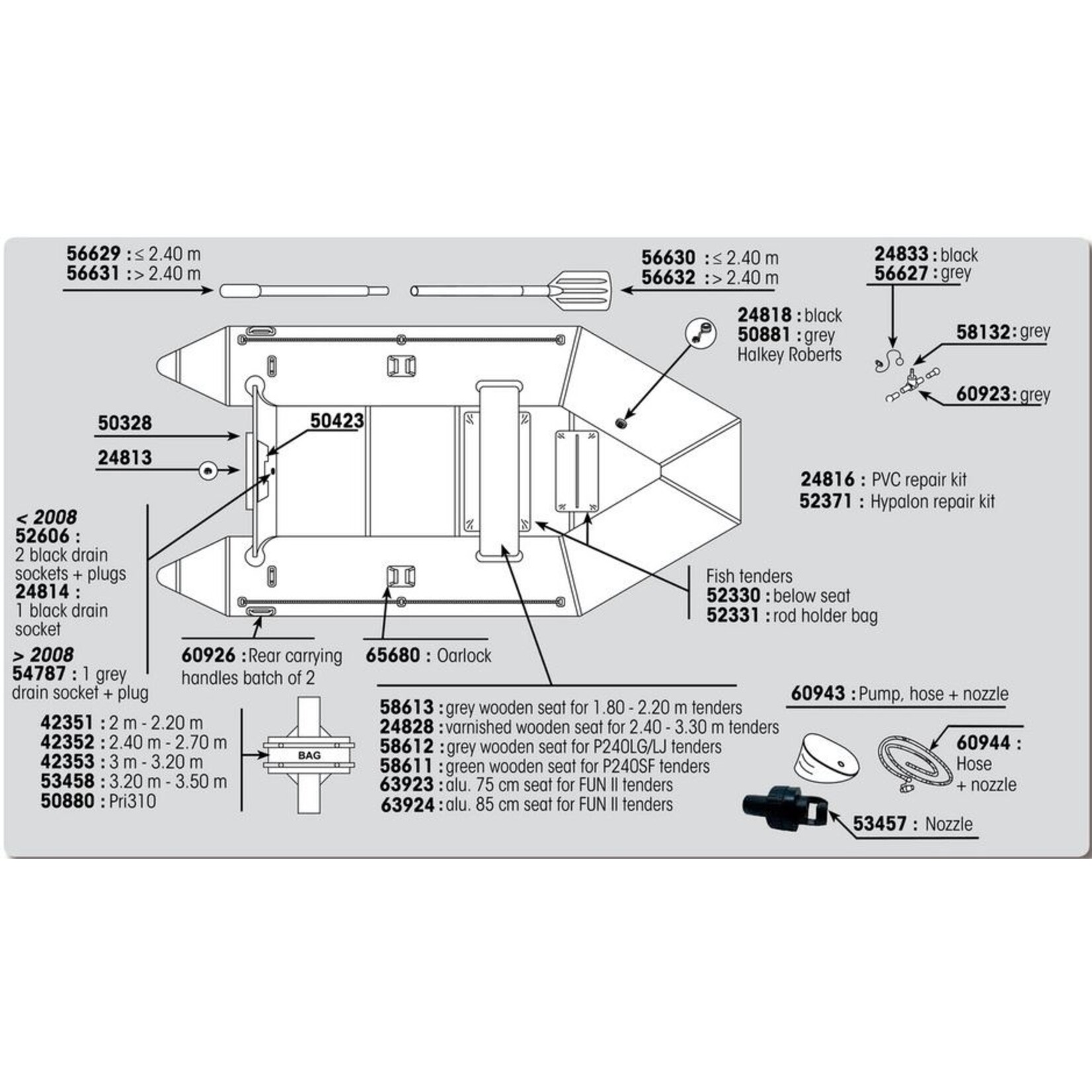 Plastimo Aluminium seat 75cm