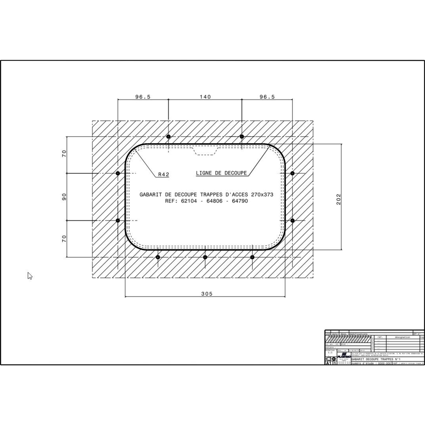 Plastimo Access hatch top 270x374 grey