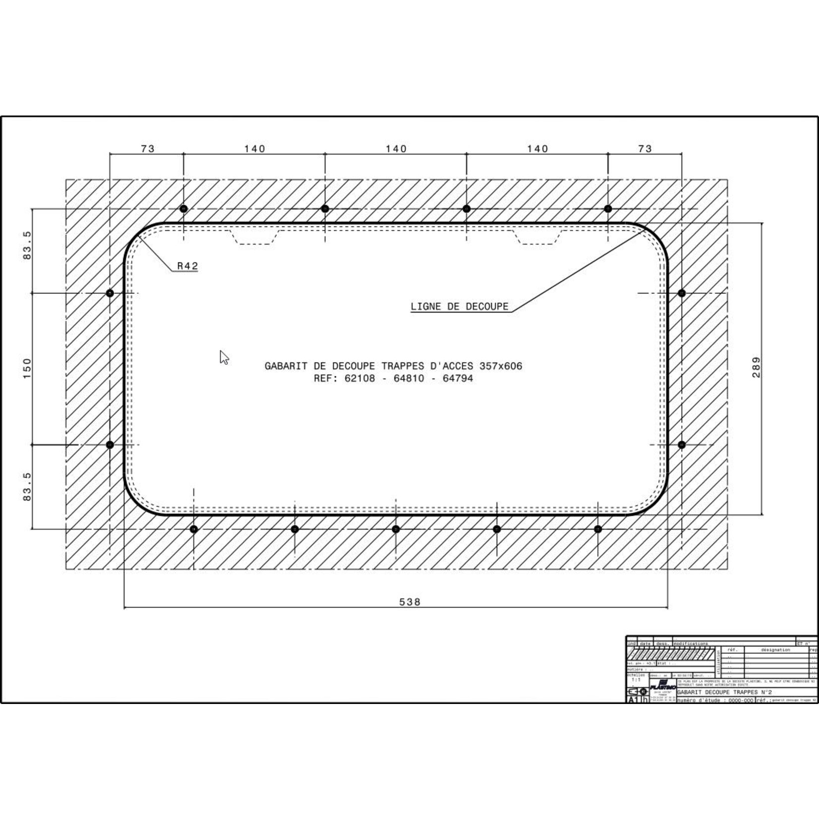 Plastimo Access hatch top 357x606 grey