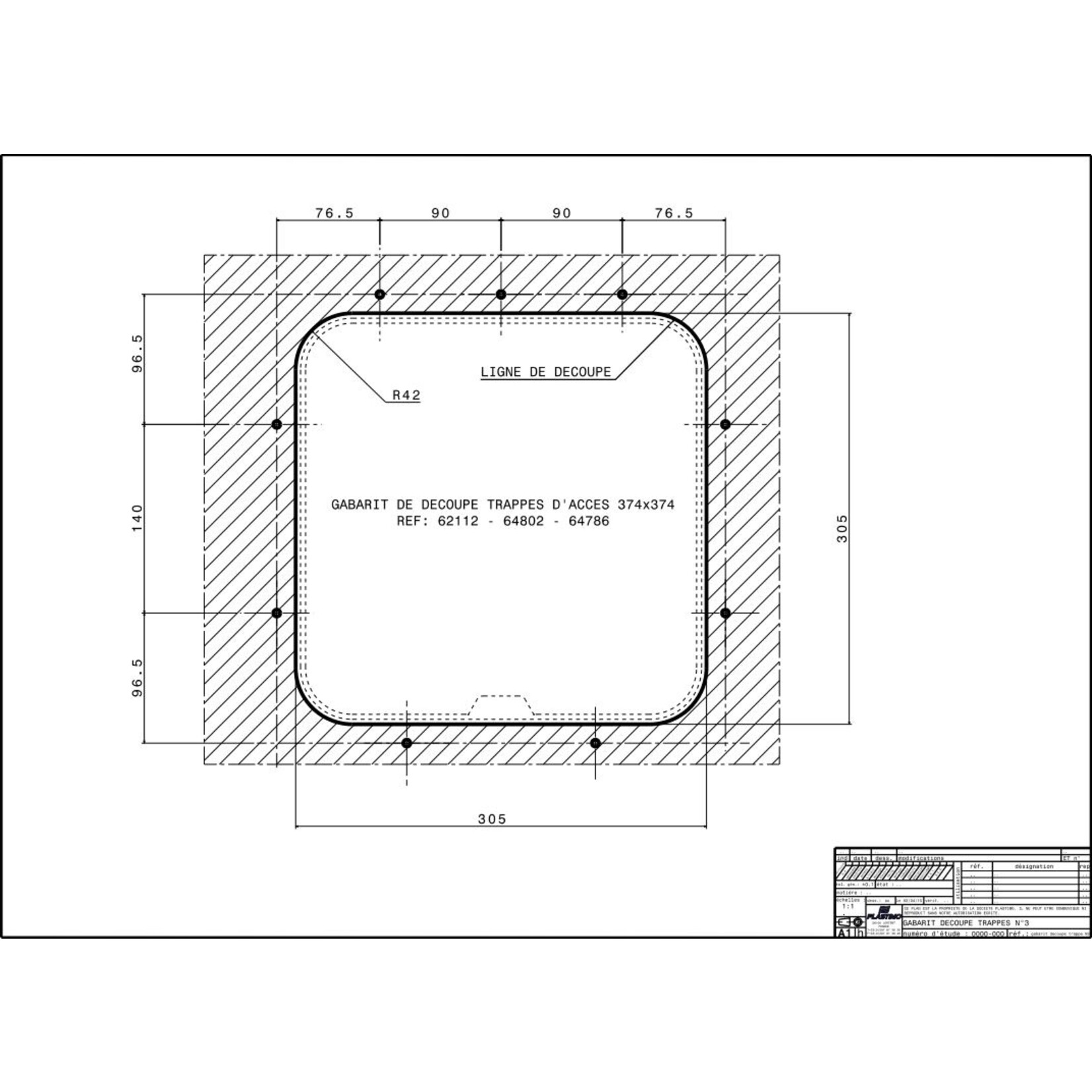 Plastimo Access hatch top 374x374 black