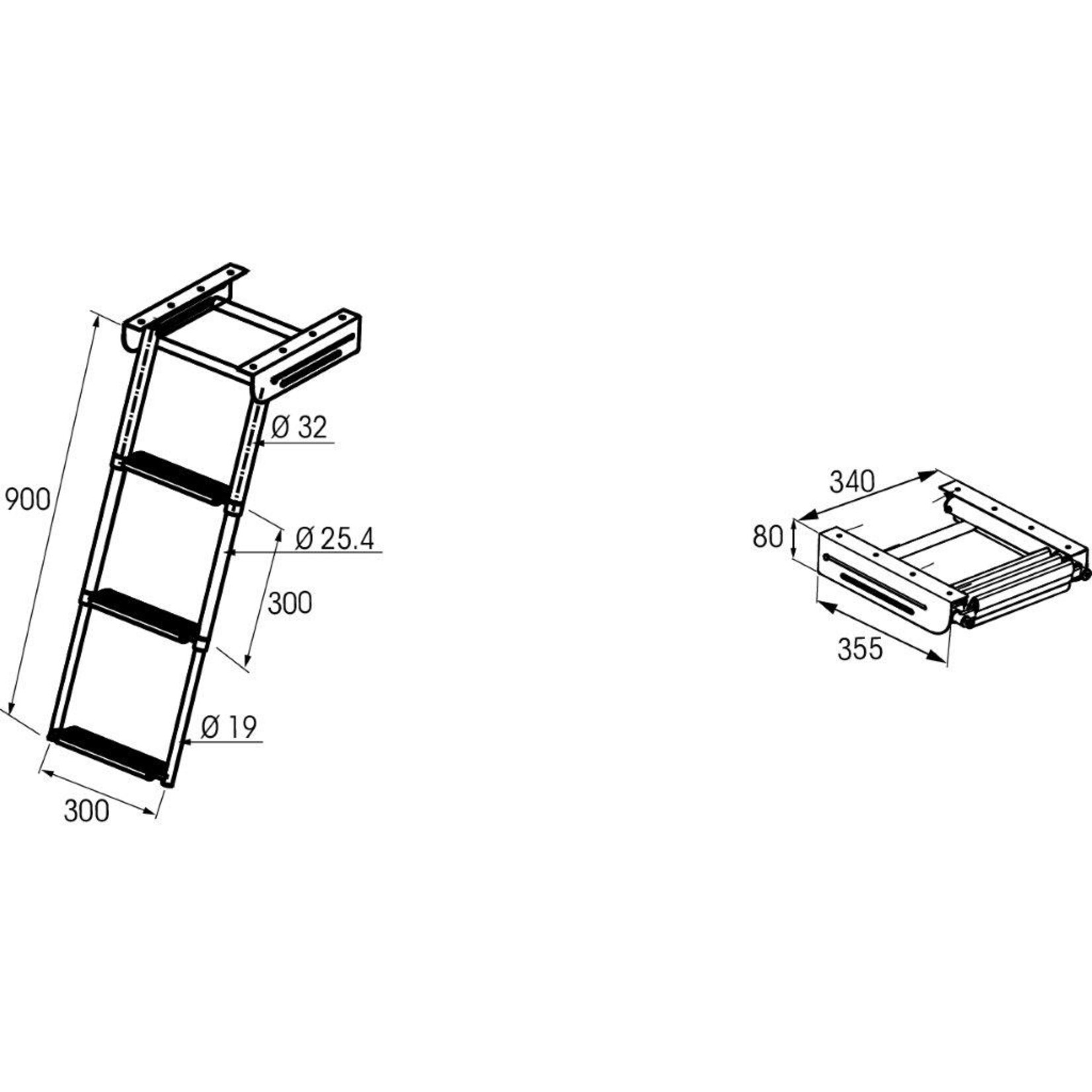 Plastimo Ladder under platform teles. 3 steps