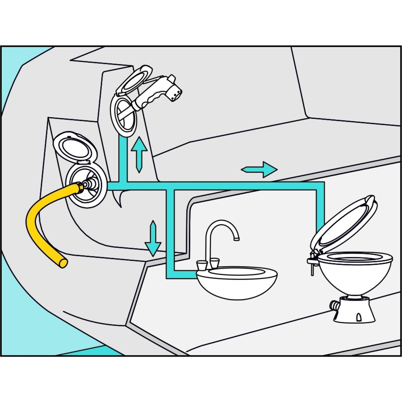 Plastimo Water inlet elbow+chrome square cover