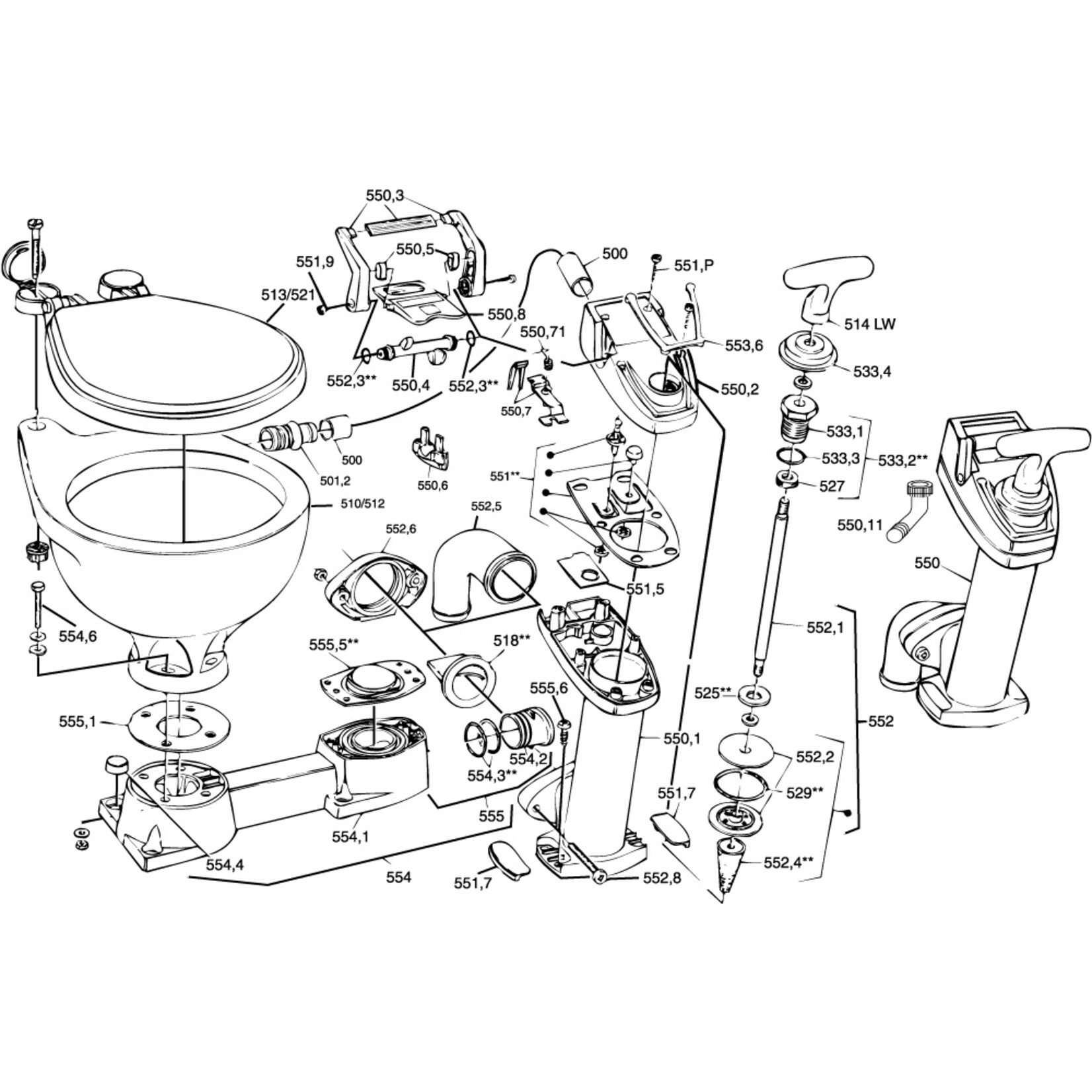 RM69 TOILETPUMP HANDLE WHITE (STD)