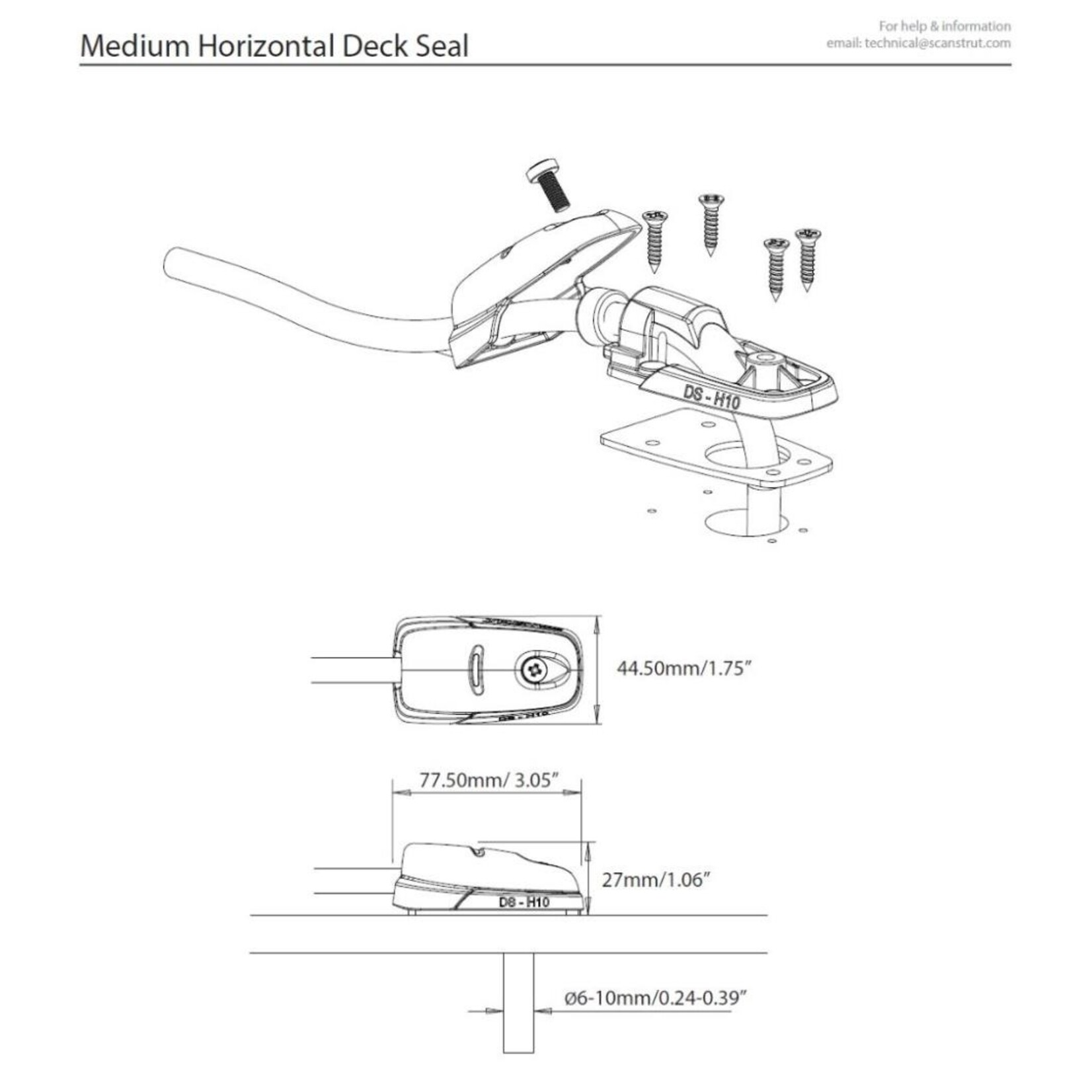 Scanstrut Horizontal entry deck seal -6-10mm cable