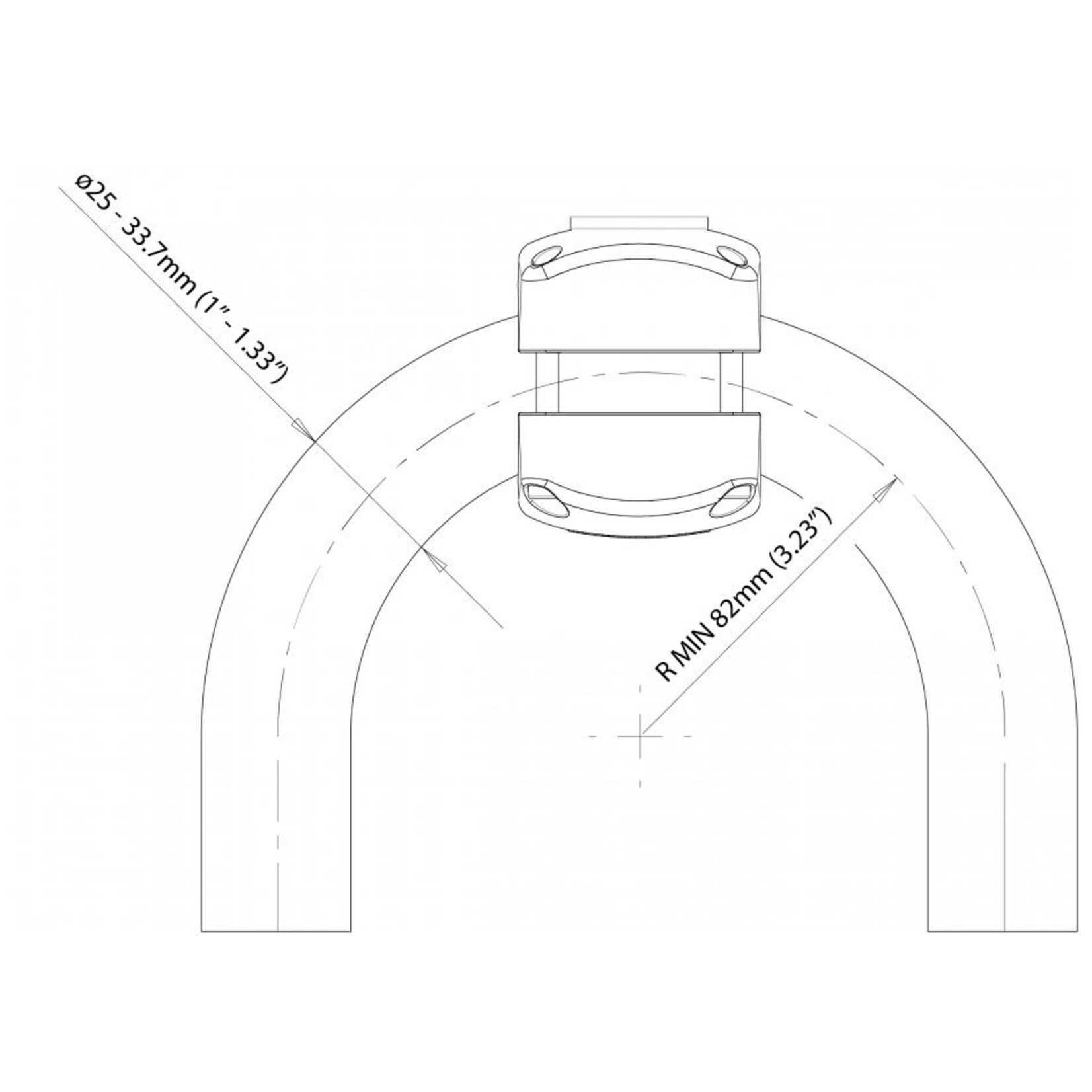 Scanstrut Fixed rail mount - rail clamp ex top