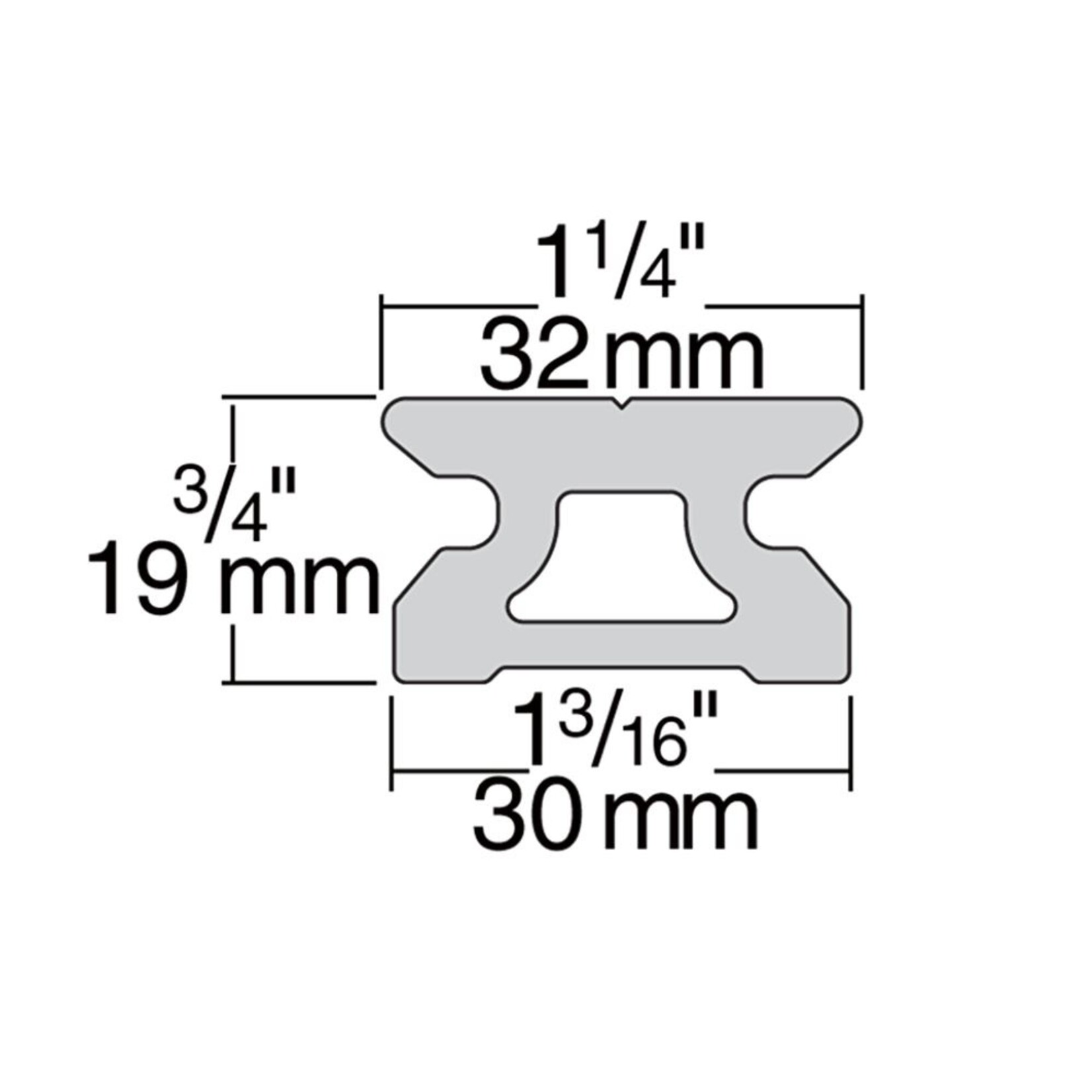 Harken BB 32mm CB Low-beam track w/pinstop hole