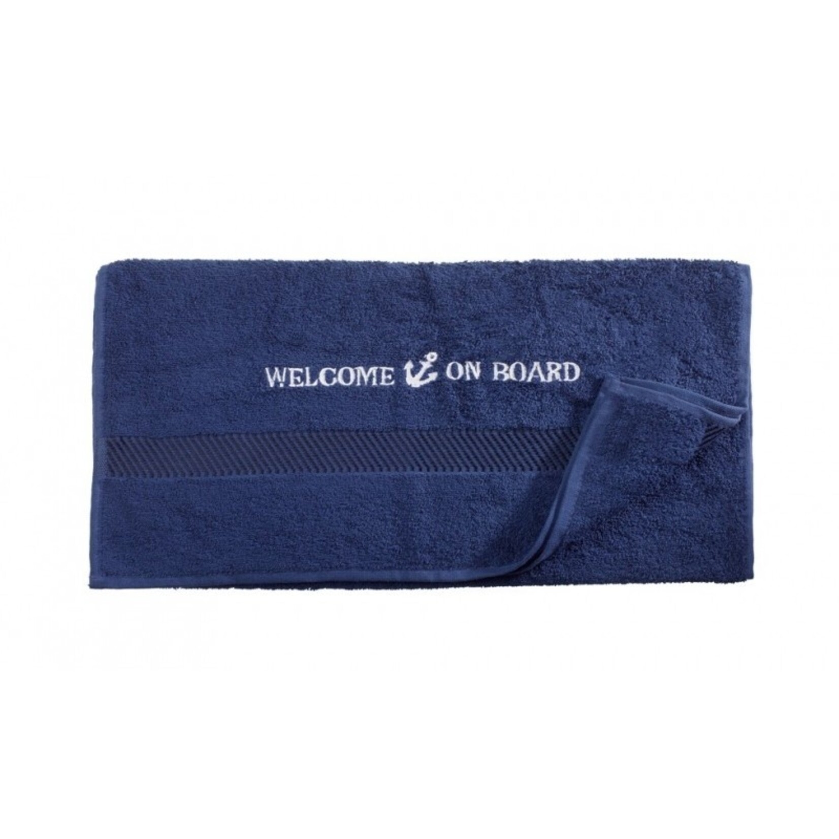 Towel Welcome on Board embroidered 50 x 100 cm navy