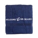 Bath towel Welcome on board embroidered 70 x 140 cm navy