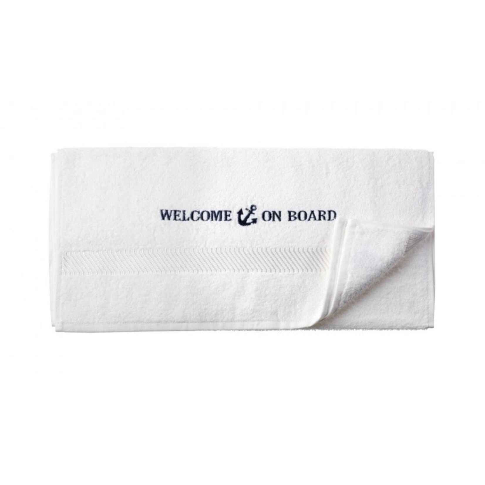 Towel Welcome on board embroidered 50 x 100 cm white