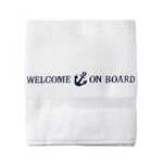 Bath towel Welcome on board embroidered 70 x 140 cm white
