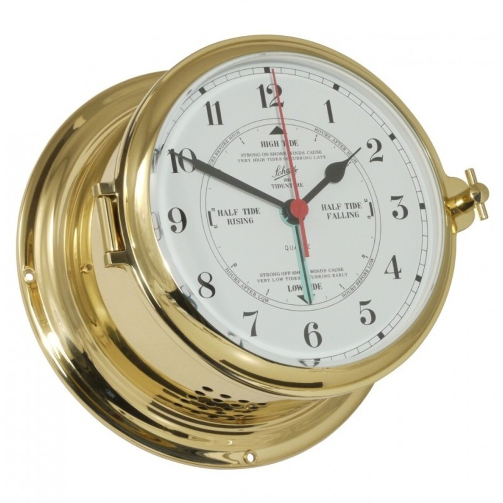 Schatz Time and tide clock - Royal - ø180mm - polished brass - arabic numerals