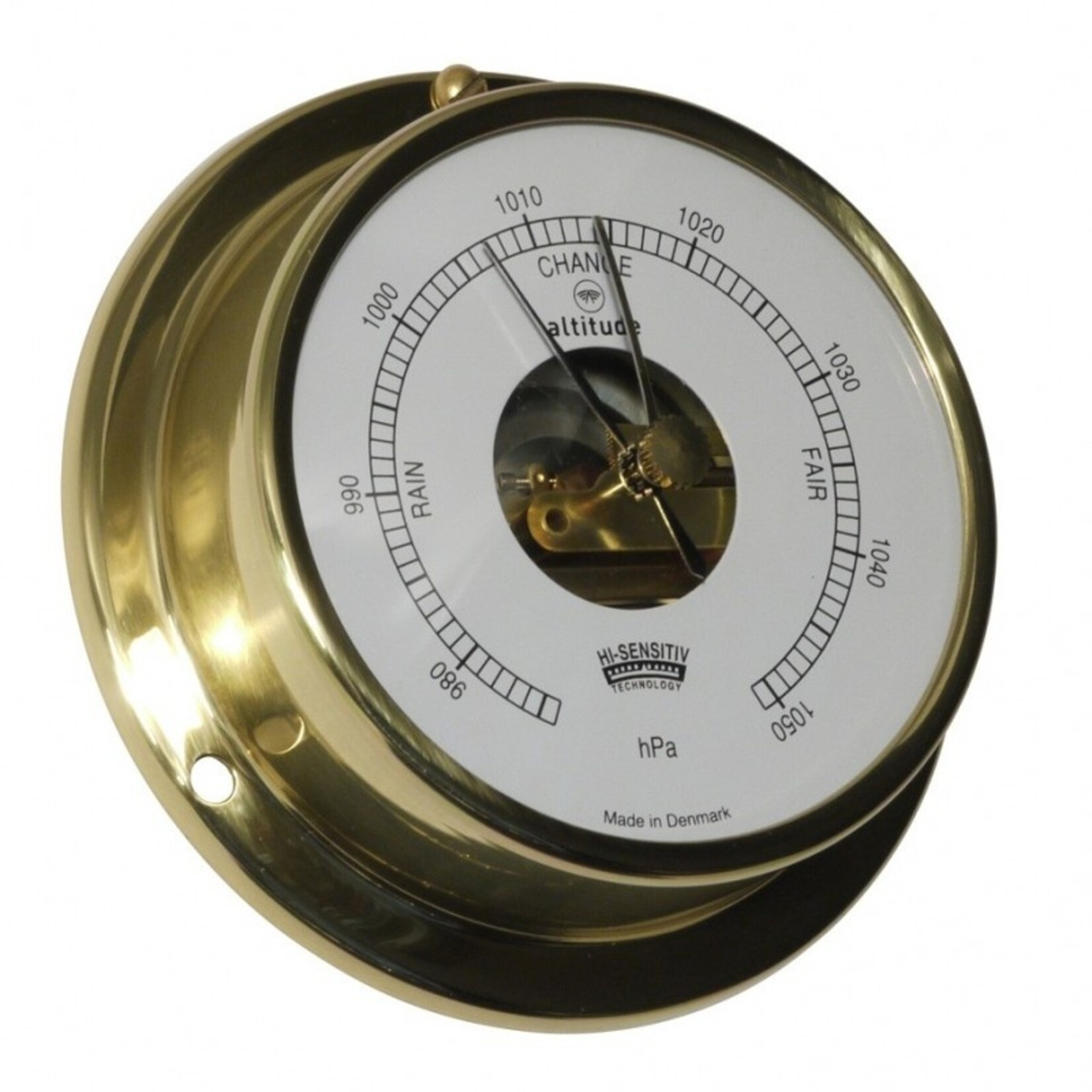 Altitude Barometer - 97mm - brass - open dial - English Dial - Altitude