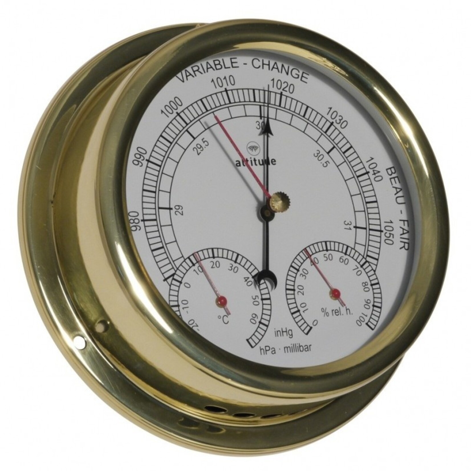 Altitude Baro-/thermo-/hygrometer - 150mm - brass  - English/French dial - Altitude