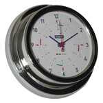 Vion Clock w. radio silence periods - polished stainless steel - ø127mm - VION