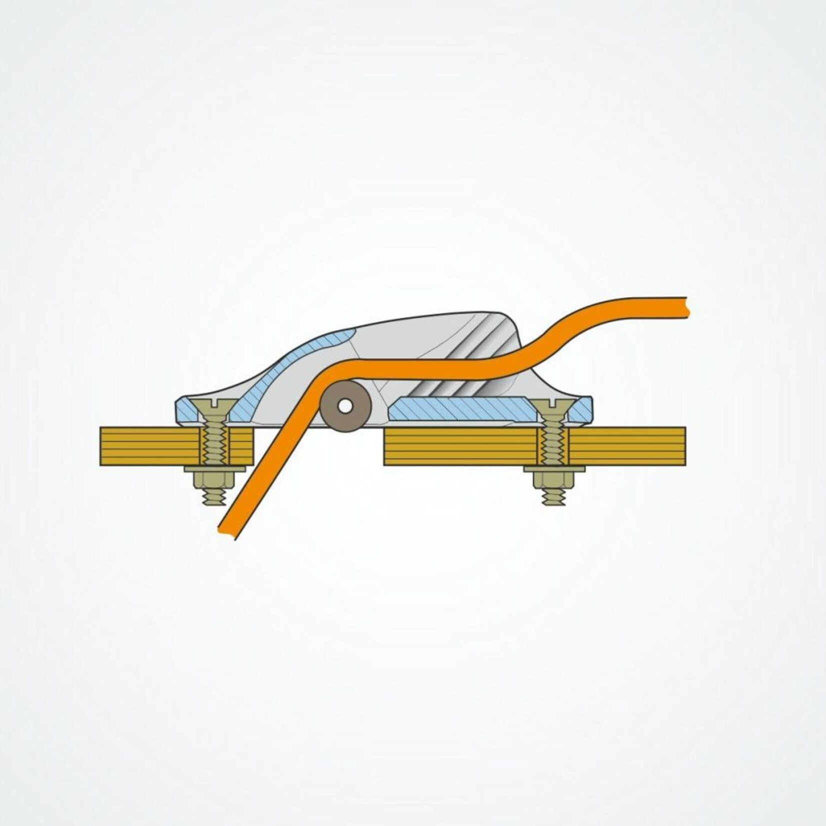 Clamcleat wit Junior with bottom Roller