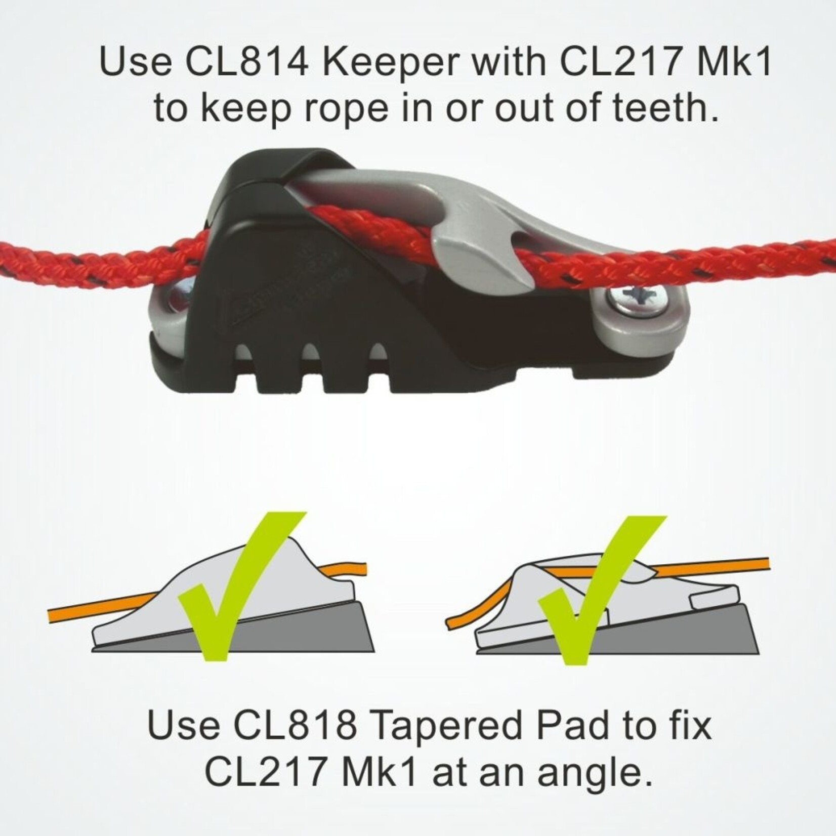 Clamcleat Side Entry MK1 (Starboard) zilver