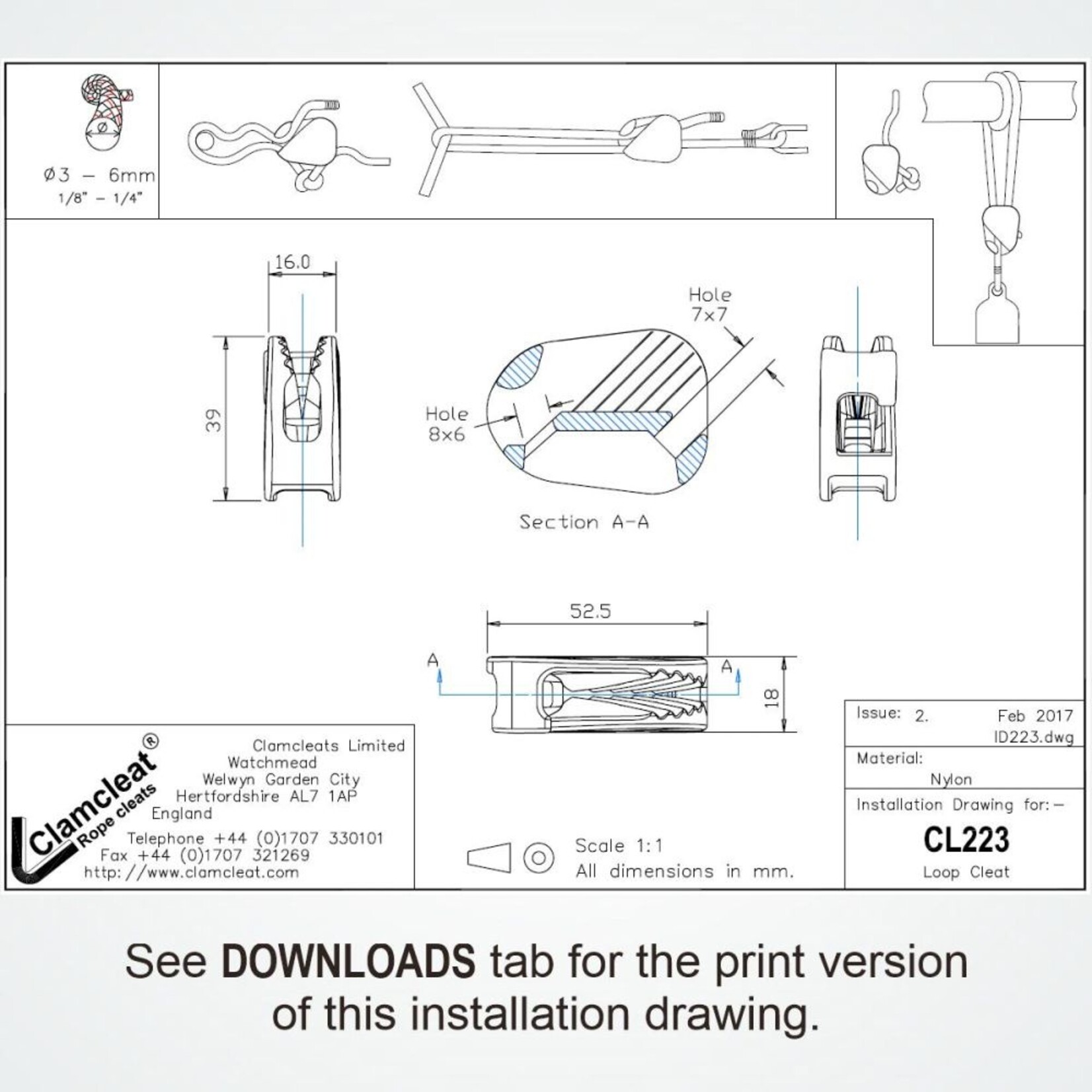 Clamcleat Loop Cleat