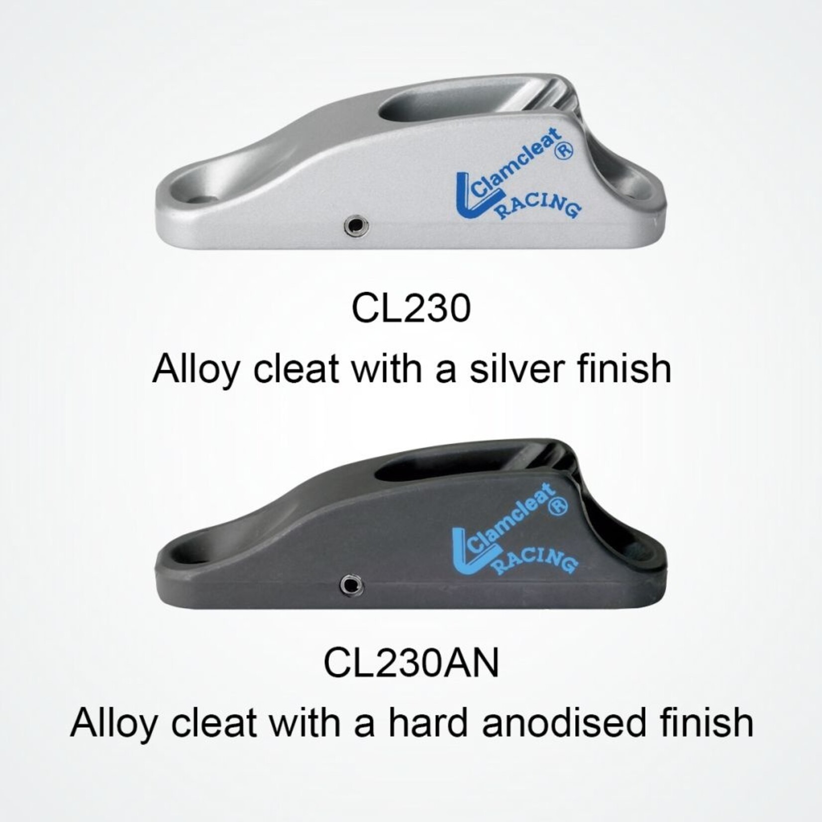 Clamcleat MK1 with Bottom Roller zilver