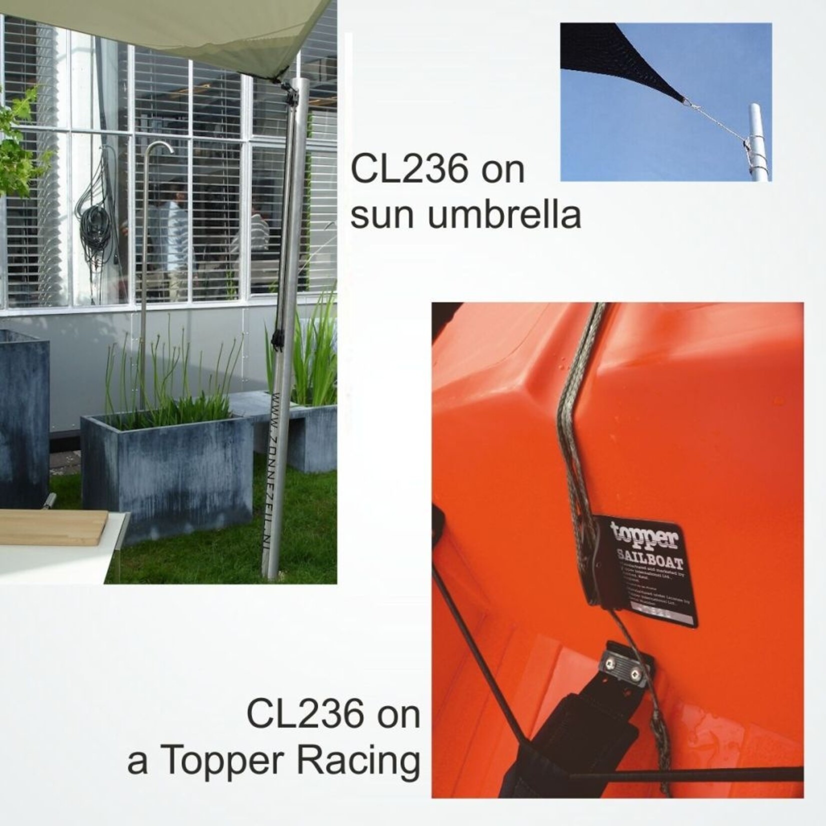 Clamcleat Roller Fairlead MK1 zilver Racing Junior