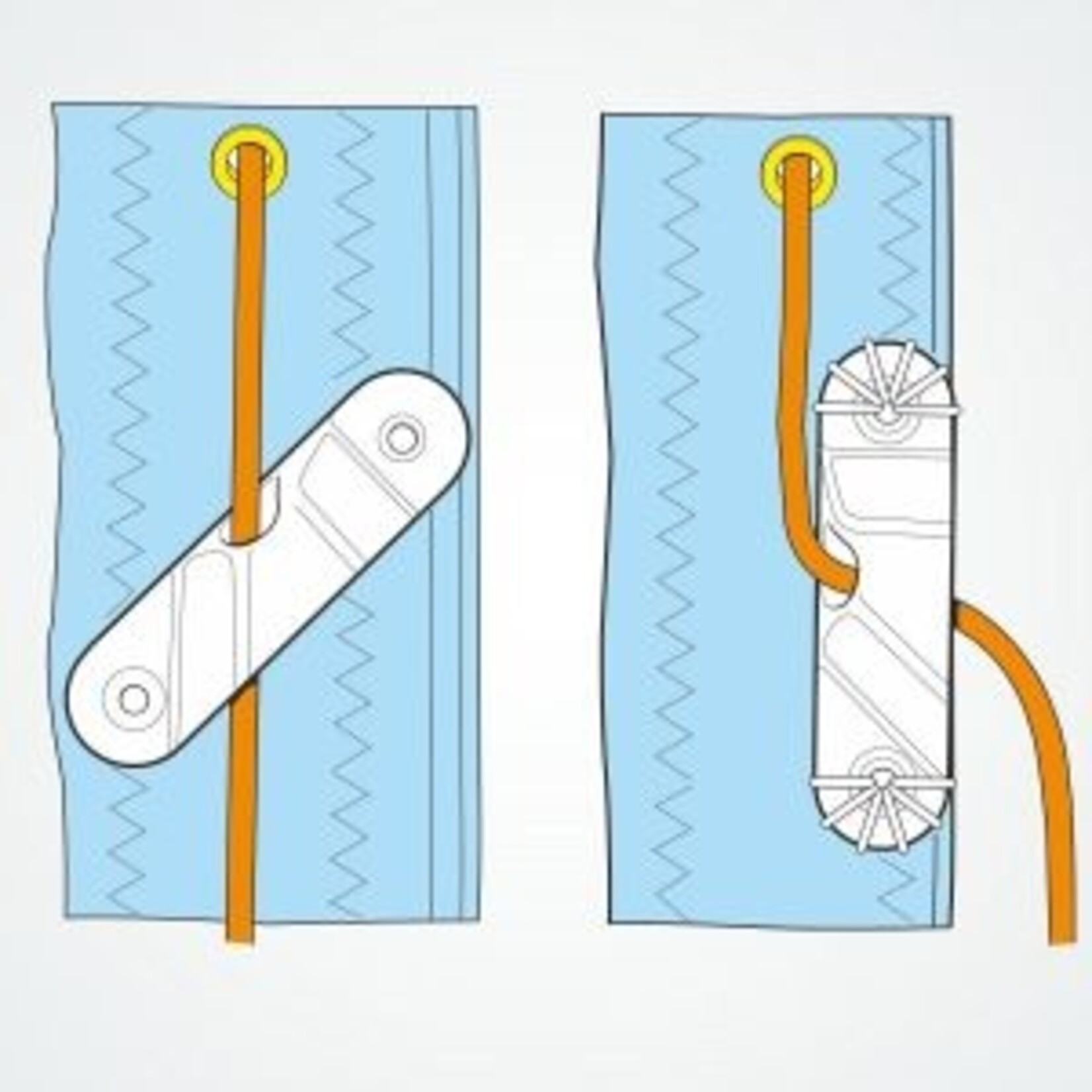 Clamcleat Racing Sail Line (Port) zilver + Plate + Rivets