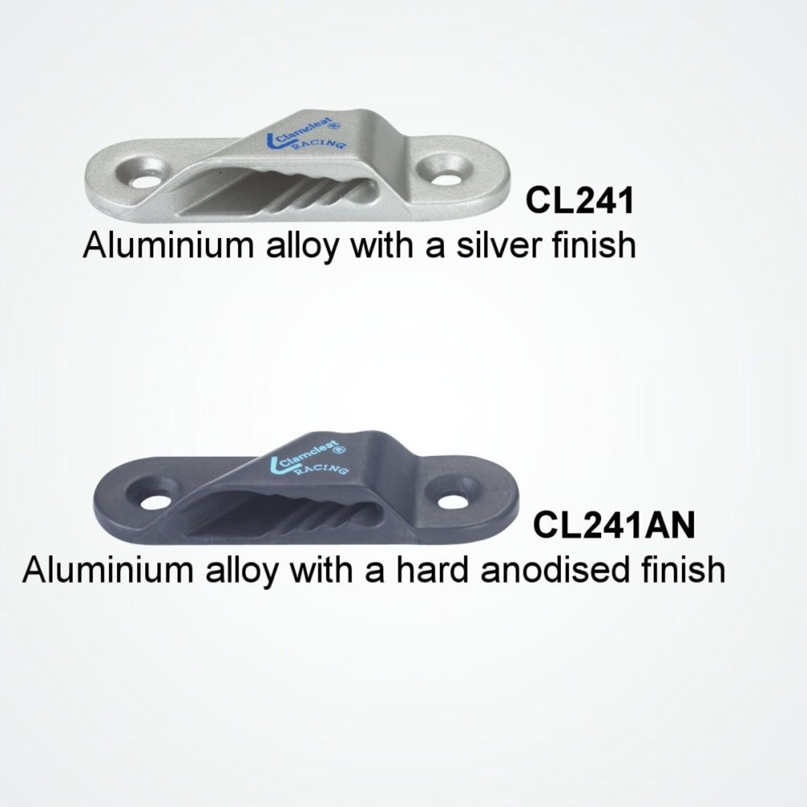 Clamcleat Racing Sail Line (Port) zilver + Plate + Rivets