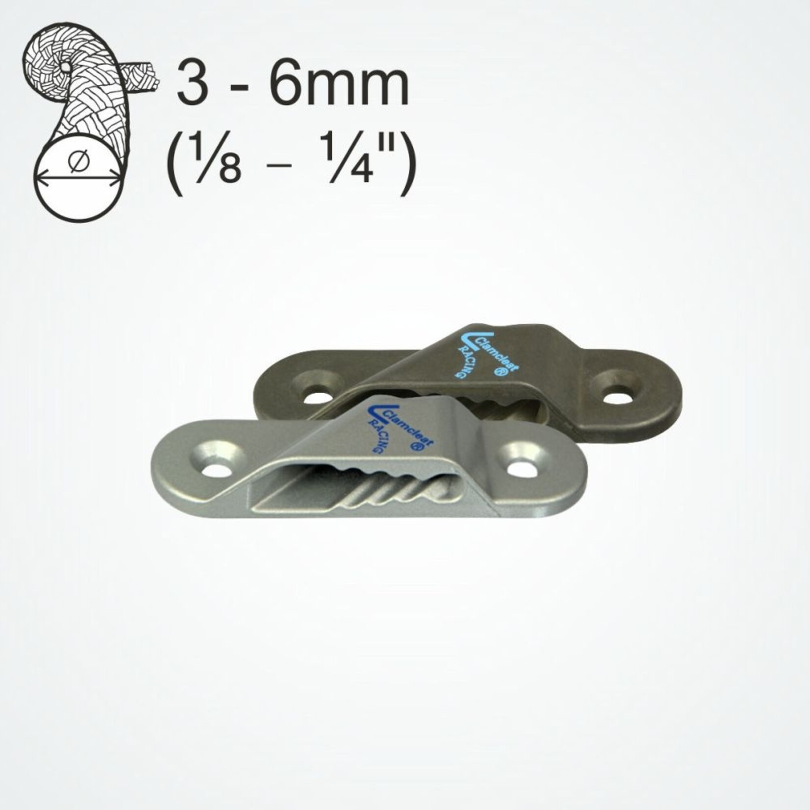 Clamcleat Racing Sail Line (Port) hard geanodiseerd + Backplate