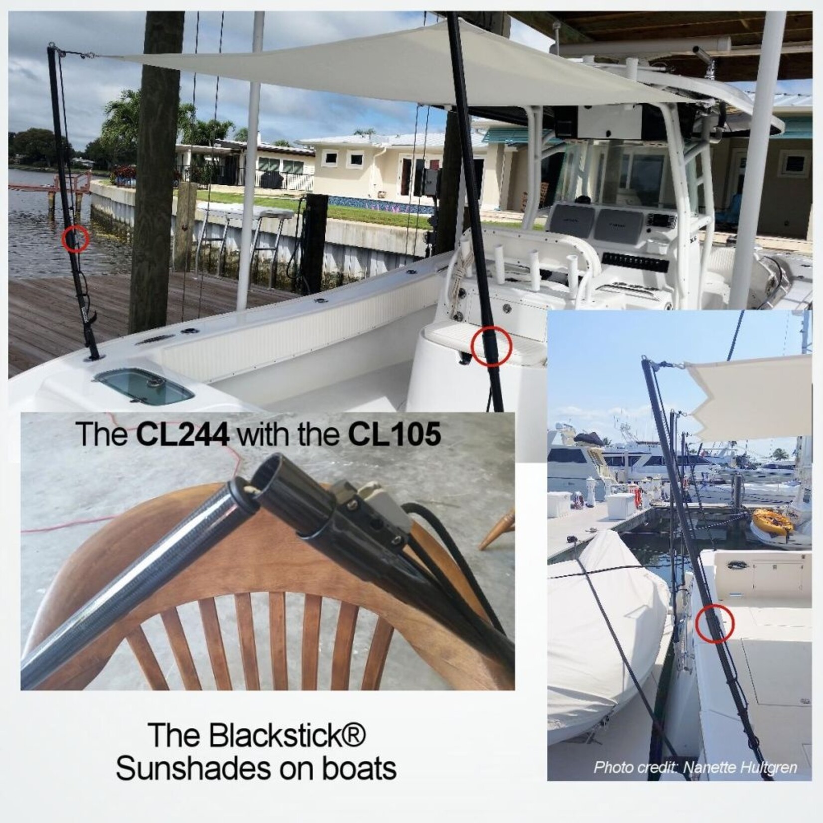 Clamcleat CL244. 1 x CL111 blauw Strap. 2 x Rubber Pieces. 2 x Screws