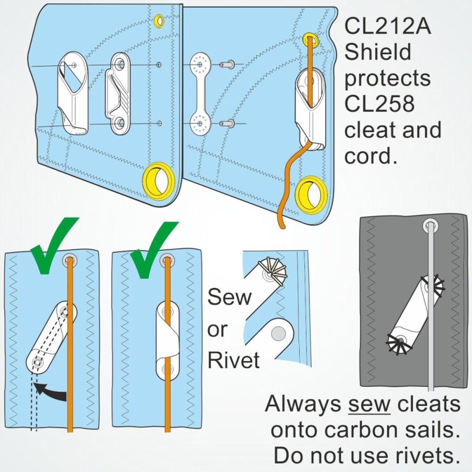 Clamcleat Racing F'Line (Starboard) zilver + Plate