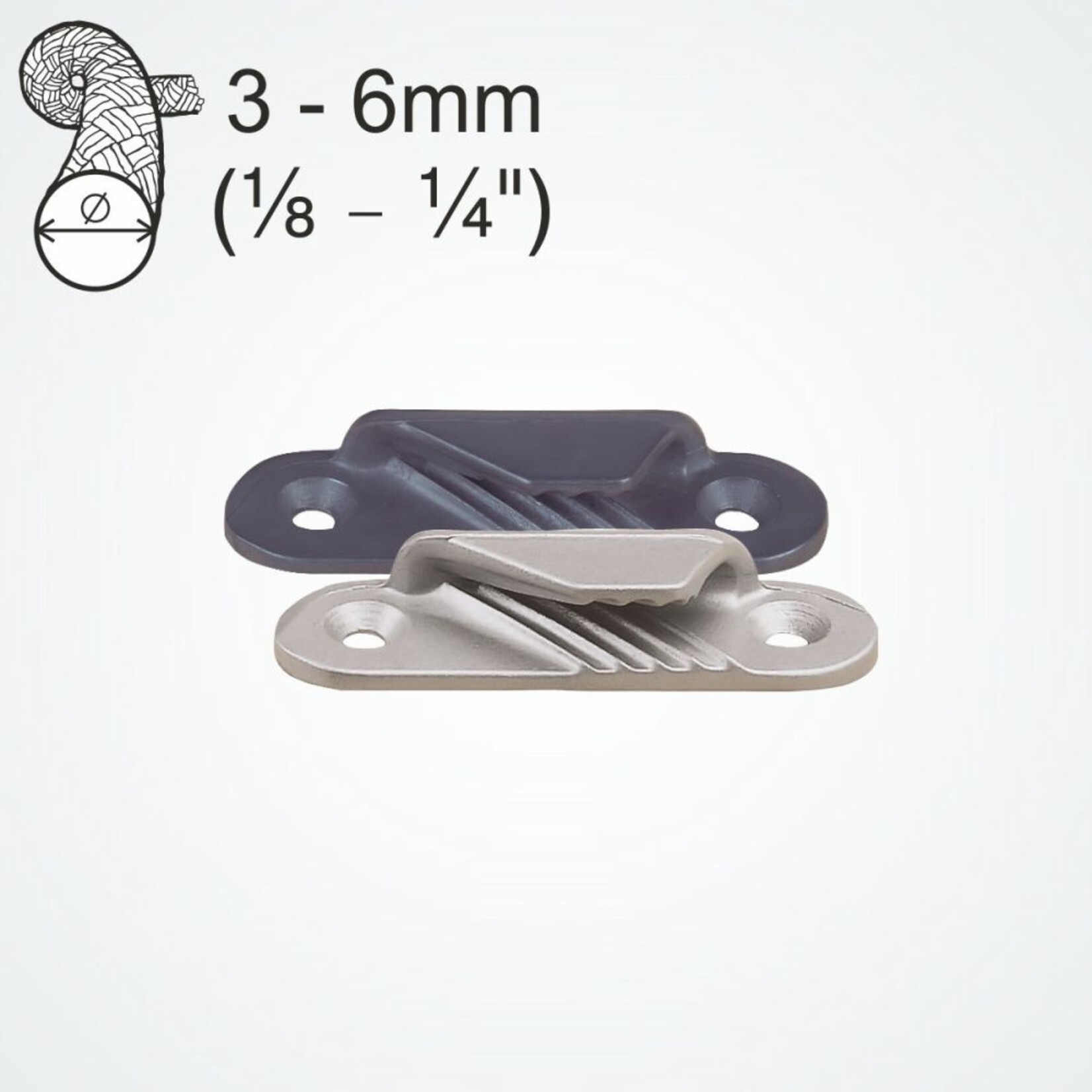 Clamcleat Racing Fine Line (Port) zilver + Plate + Rivets