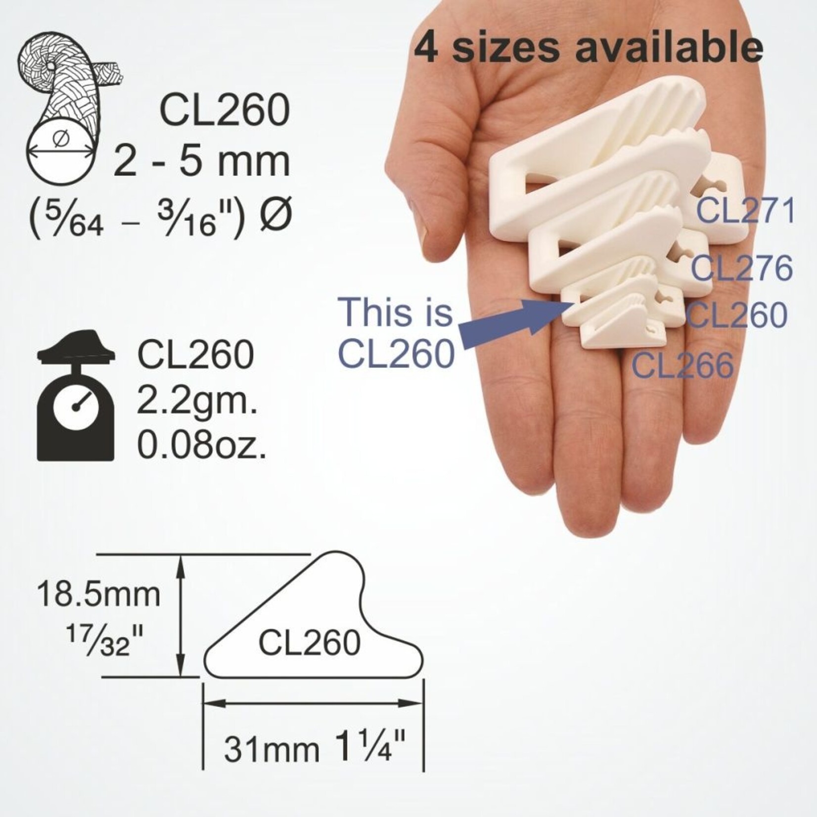 Clamcleat Line-Lok® zwart