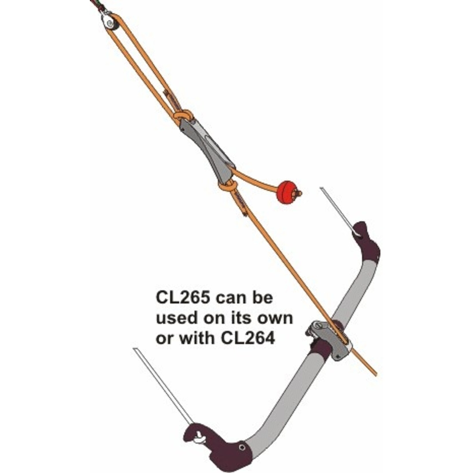 Clamcleat CL265AN + Strap + 40mm Bolt + Nut + Rubber Piece + Bolt Cap