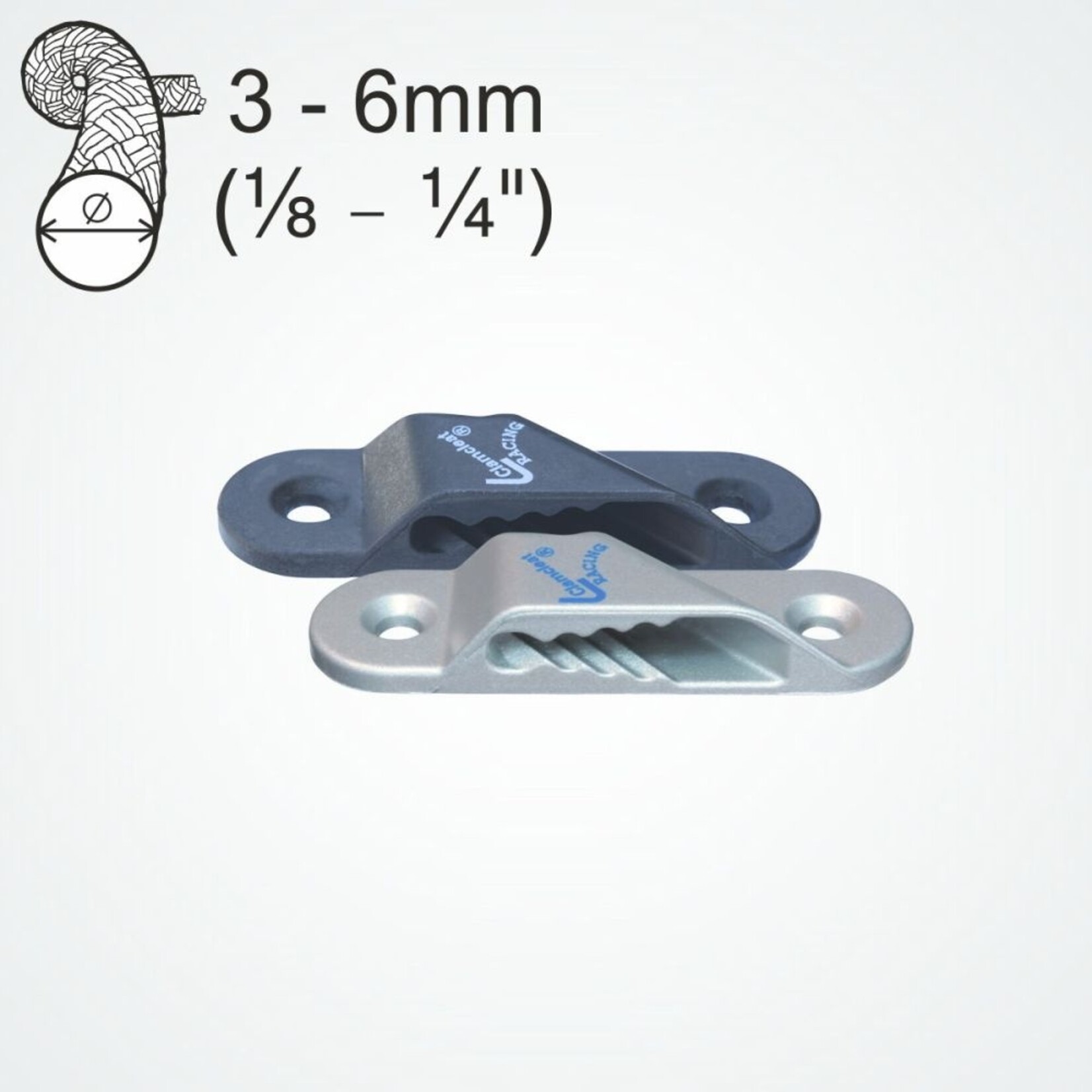 Clamcleat Racing Sail Line (Starboard) zilver + Plate + Rivets