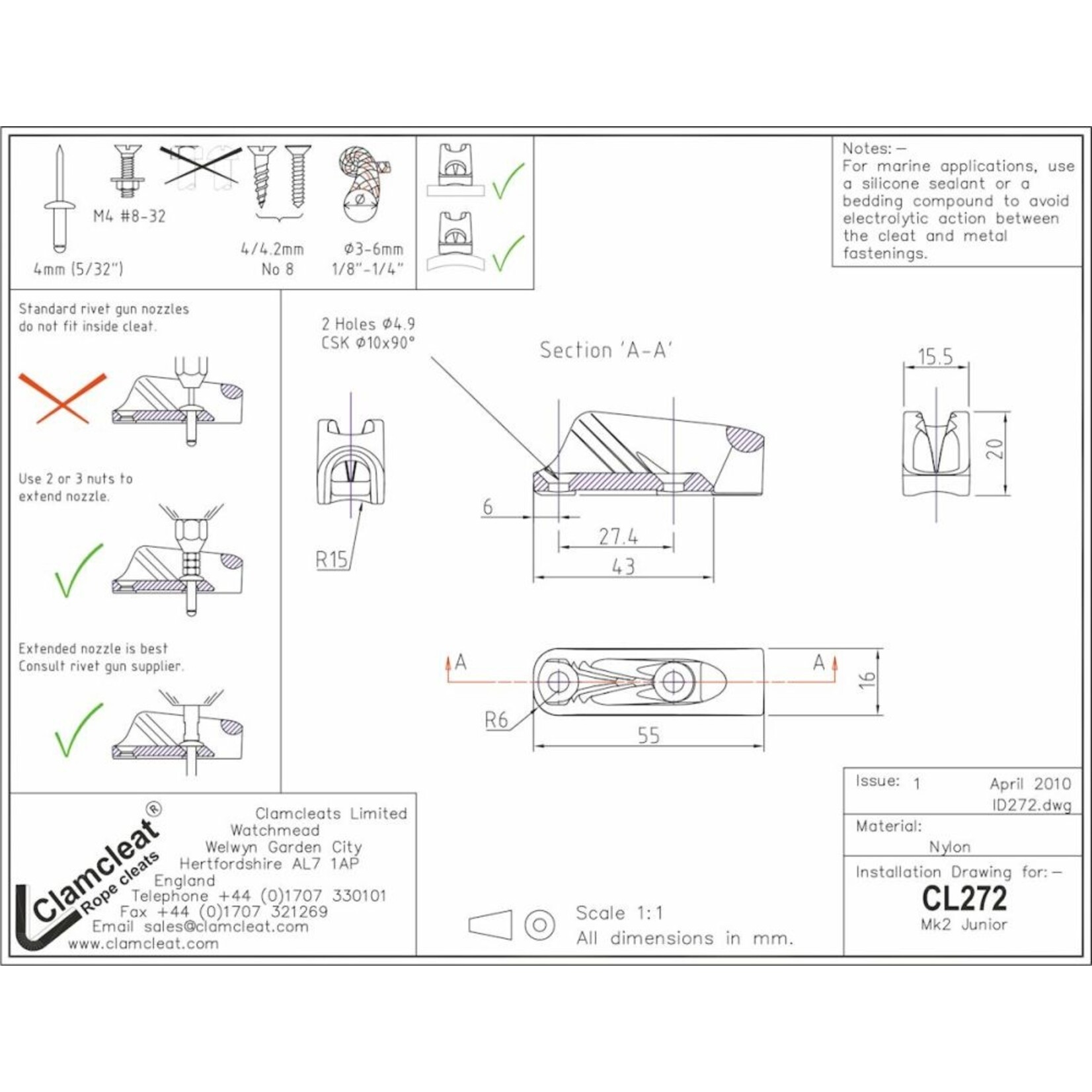 Clamcleat Nylon MK2 Junior