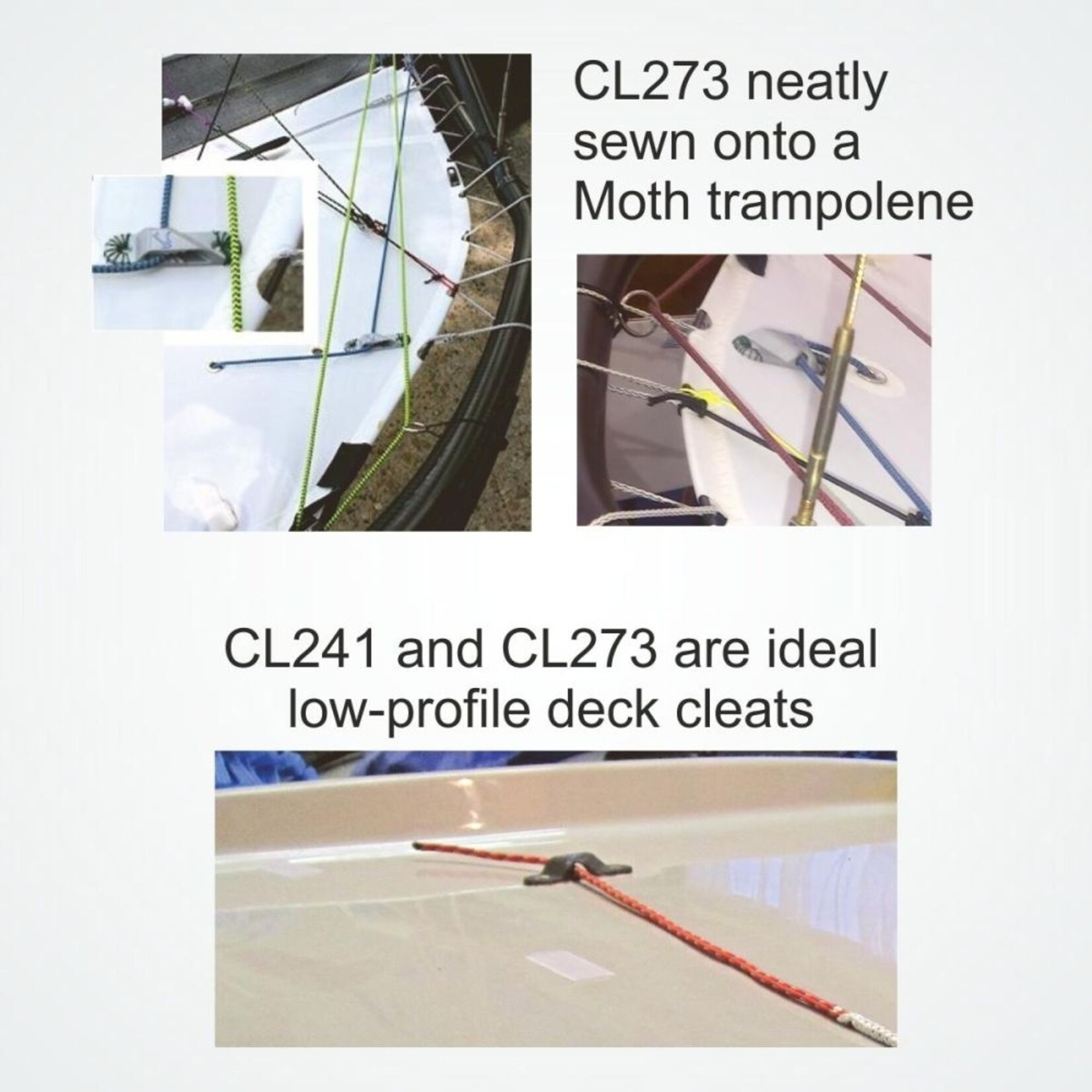 Clamcleat Racing Sail Line (Starboard) zilver + Backplate