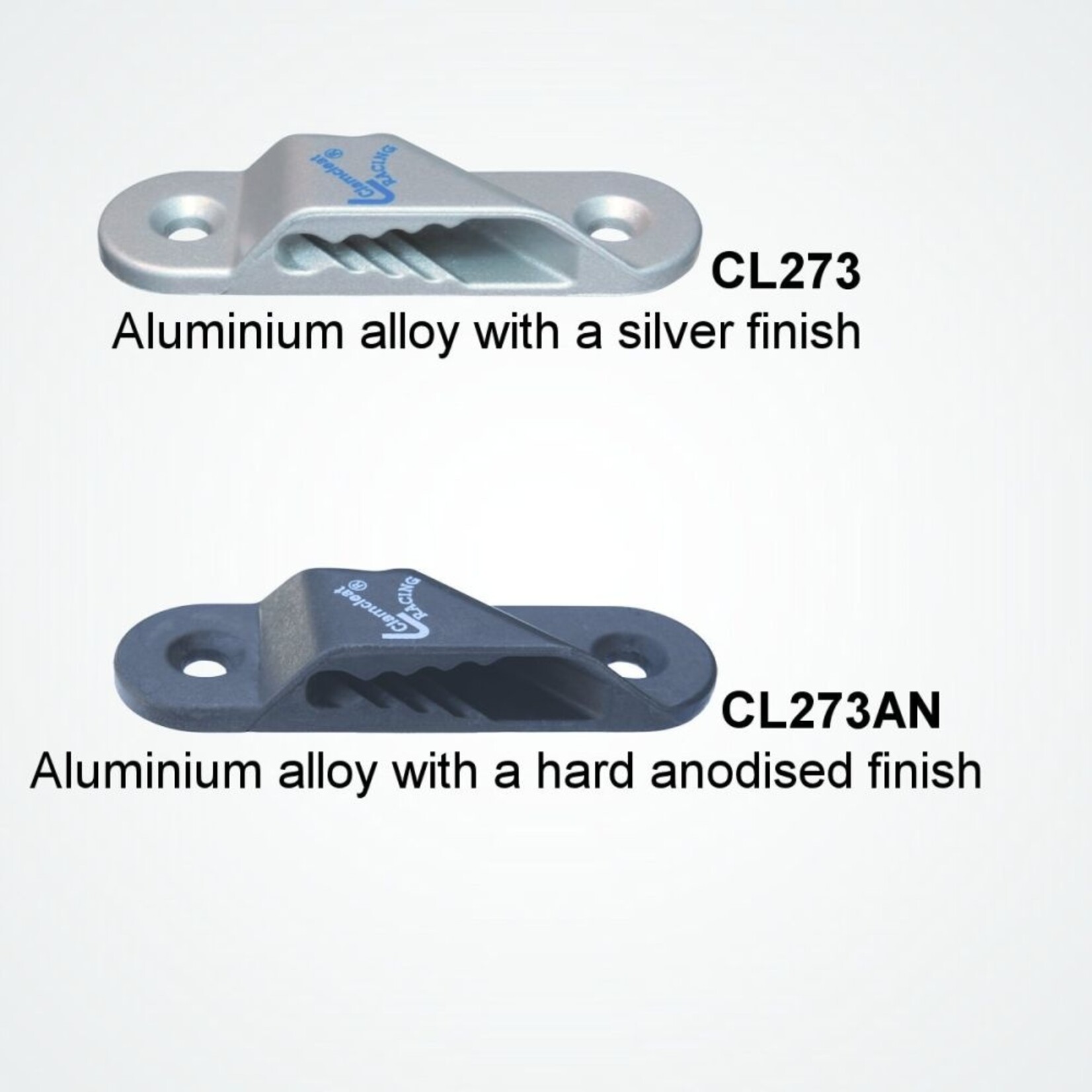 Clamcleat Racing Sail Line (Starboard) zilver + Plate + Rivets