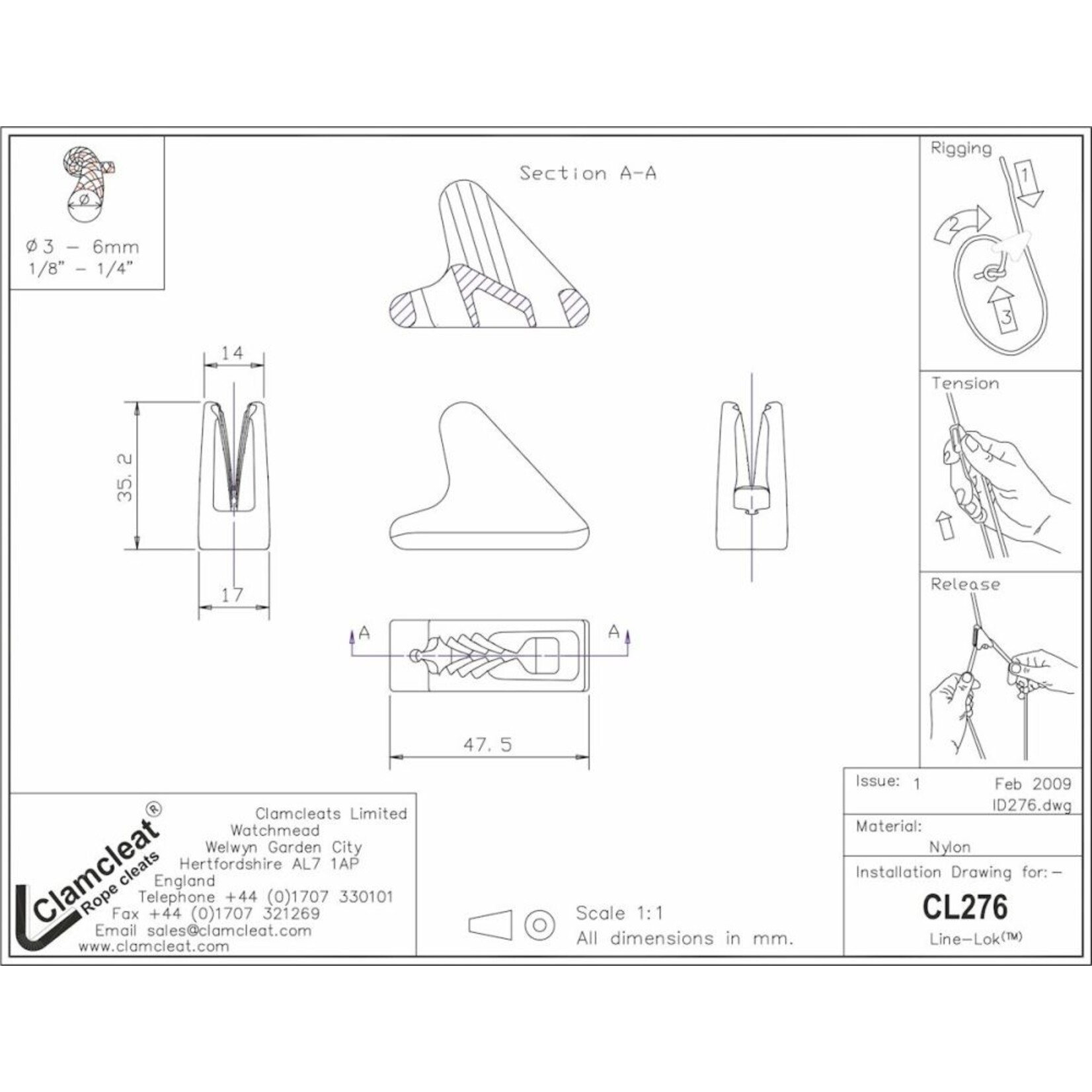 Clamcleat Medium Line-Lok® Glow-in-the-Dark