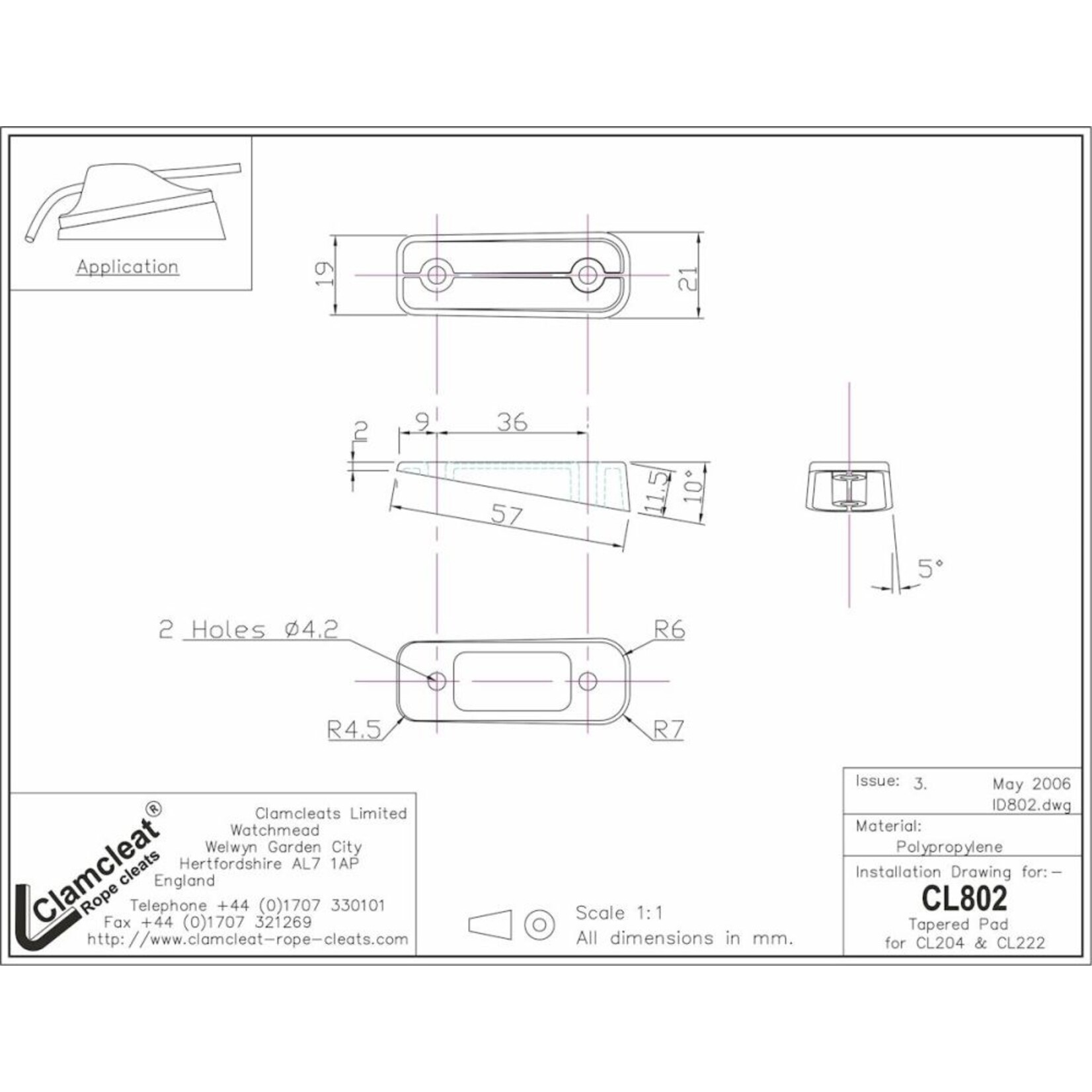 Clamcleat Tapered Pad for CL204 & CL222