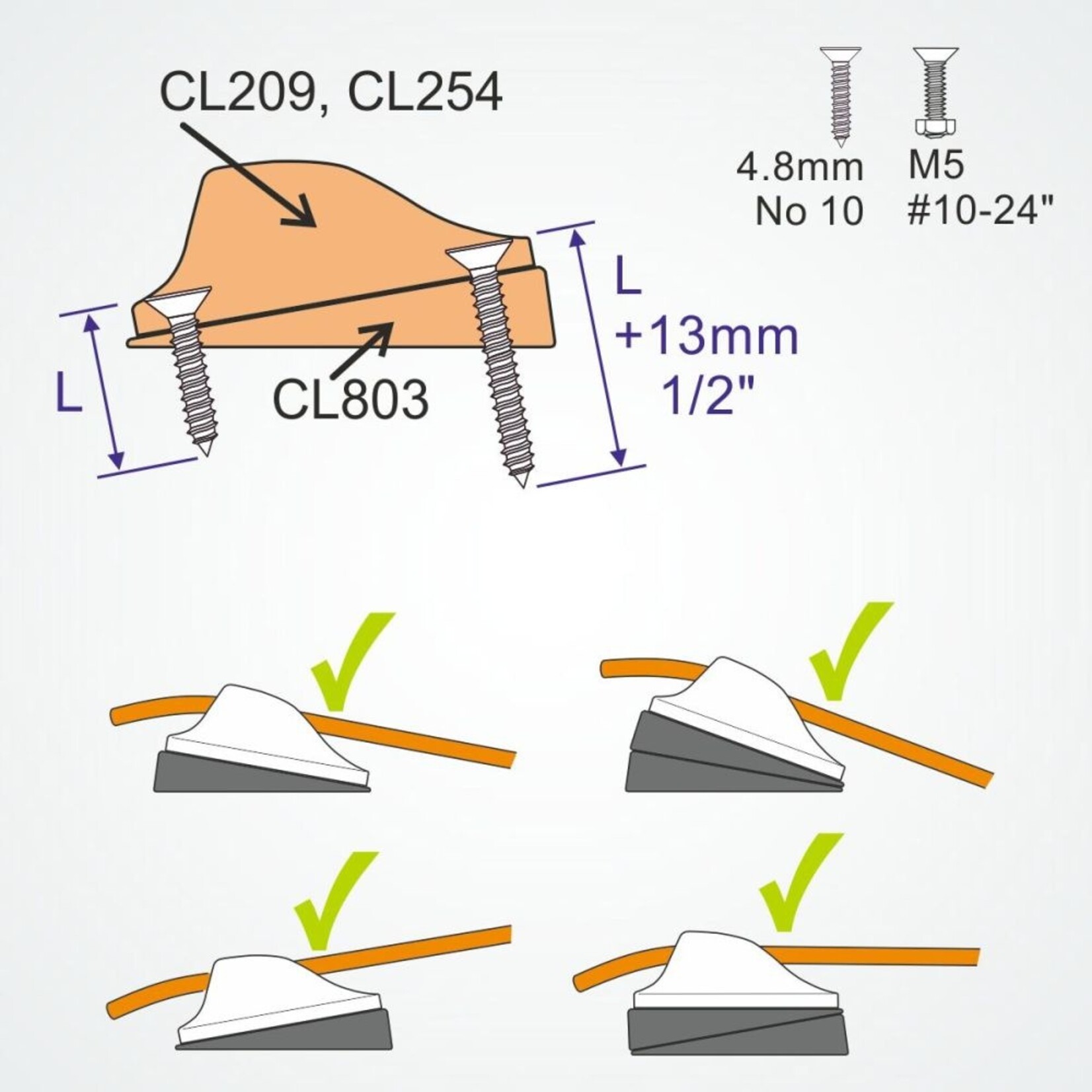 Clamcleat Tapered Pad for CL209 & CL254