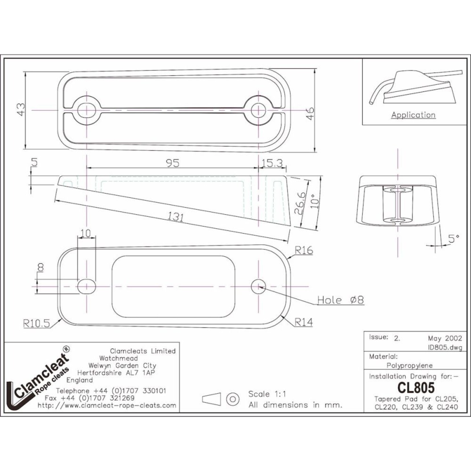 Clamcleat Tapered Pad for CL205 & CL220