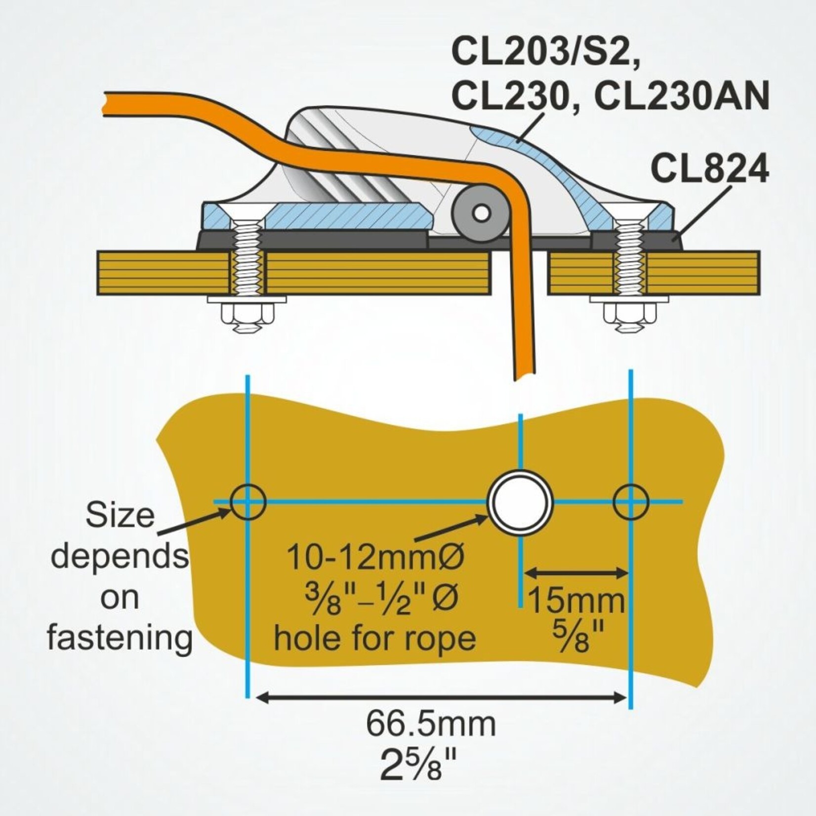Clamcleat Raising Pad for CL203/S2 & CL230 - Loose