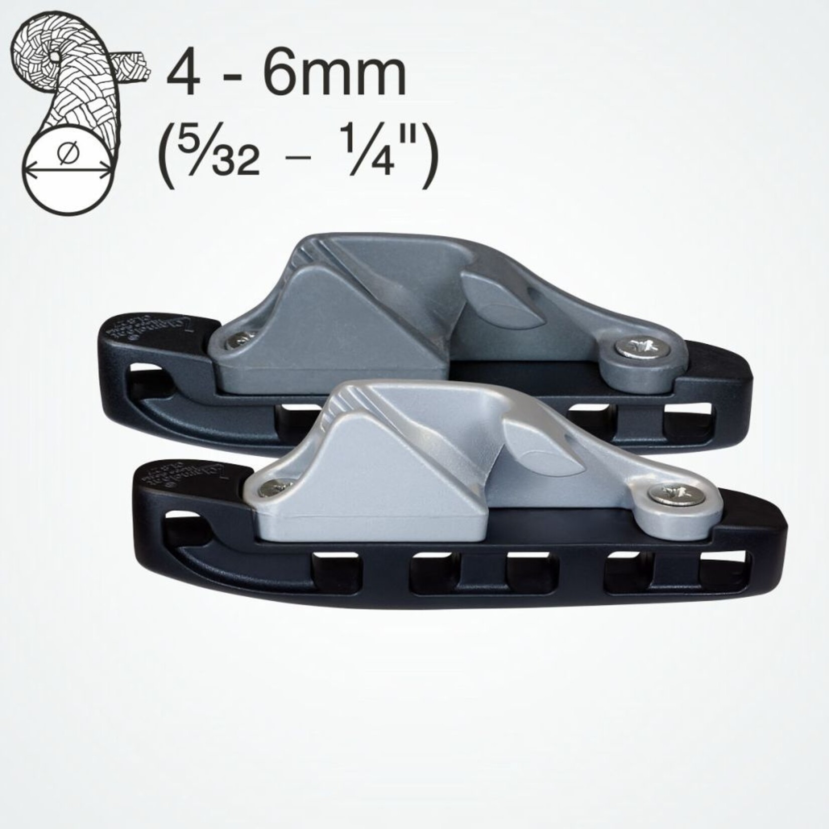 Clamcleat Aero Base with zilver CL217 MK1 Side-Entry Racing Junior (Starboard)