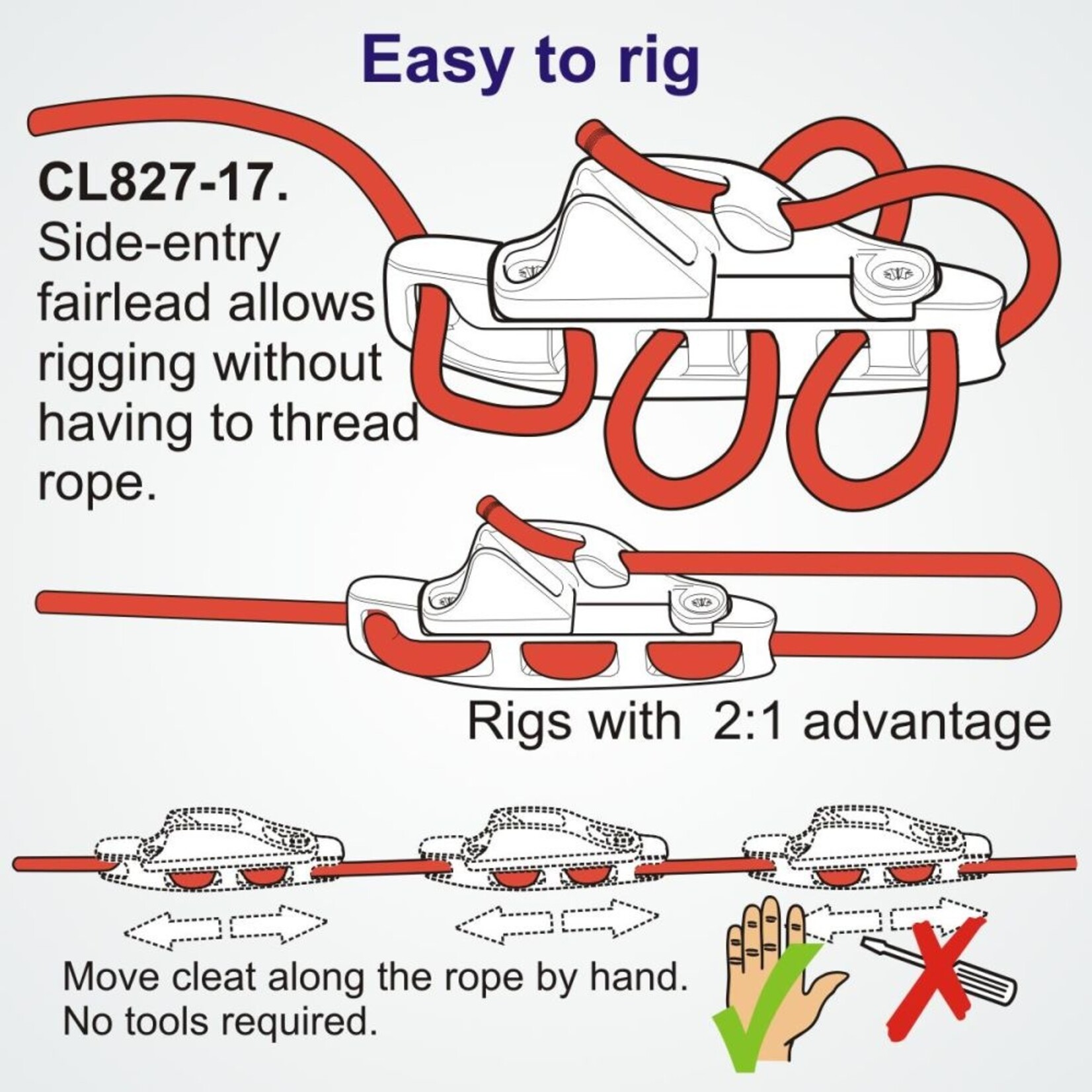 Clamcleat Aero Base with zilver CL217 MK1 Side-Entry Racing Junior (Starboard)