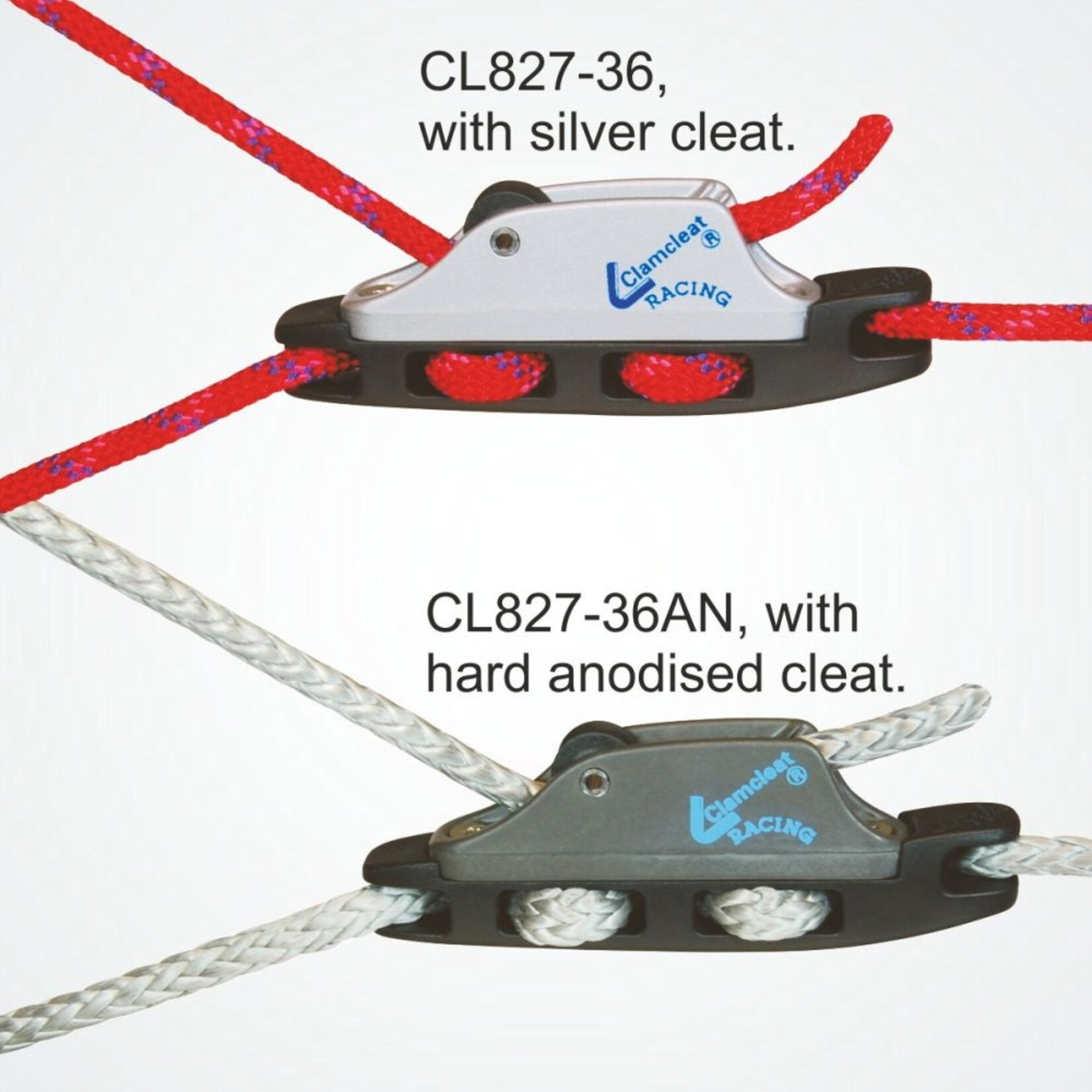 Clamcleat Aero Base with zilver CL236 MK1 Roller Fairlead Racing Junior