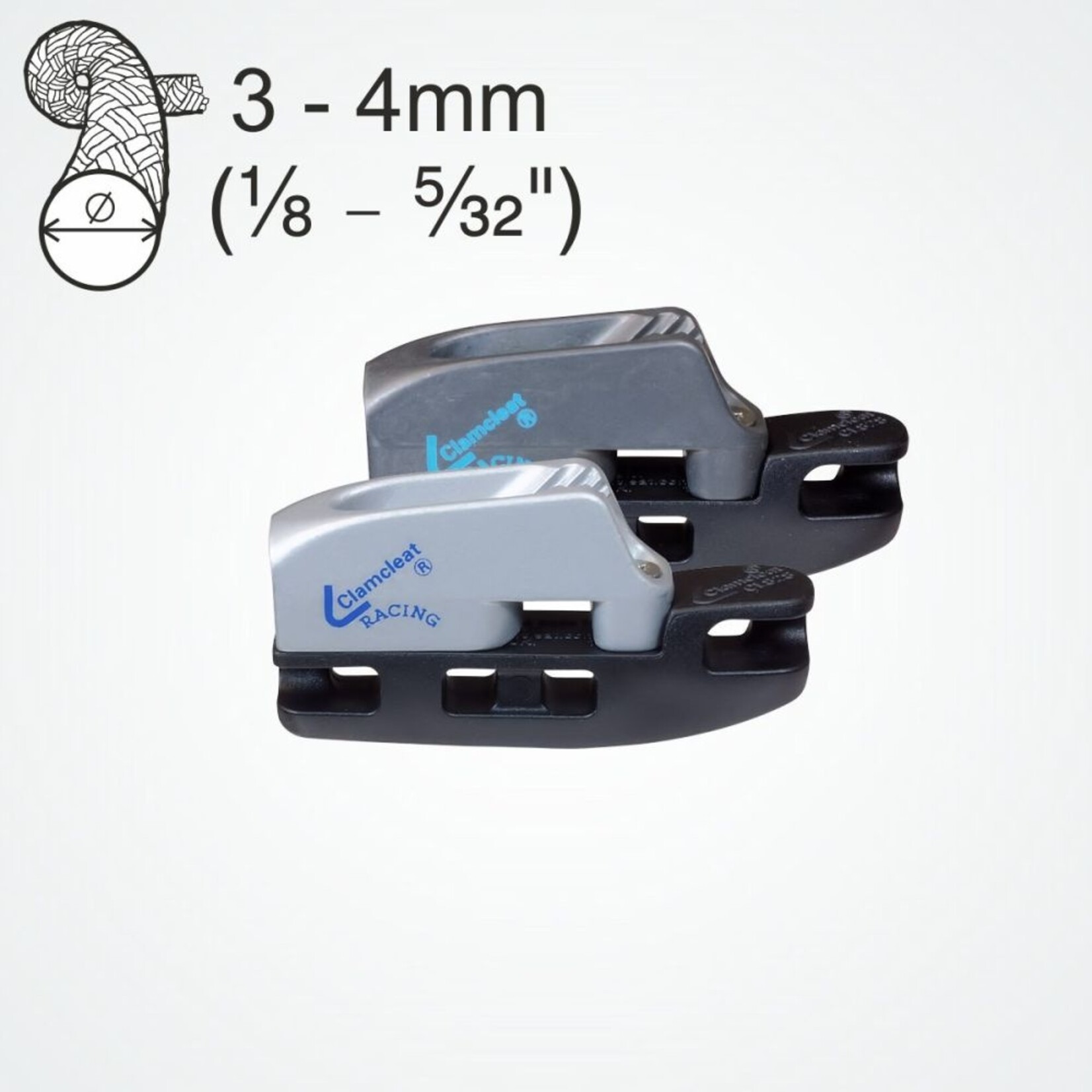 Clamcleat Aero Base with zilver CL270 Racing Micros with Becket