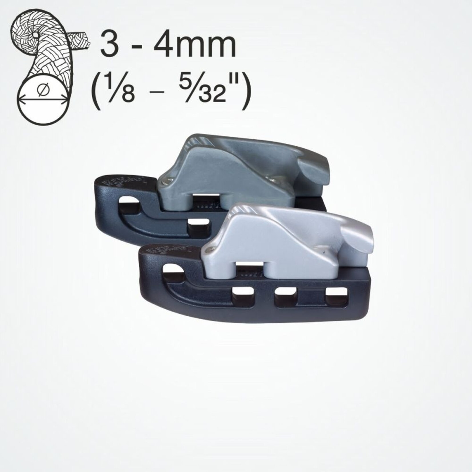 Clamcleat Aero Base with zilver CL277 Side-Entry Racing Micros (Starboard)